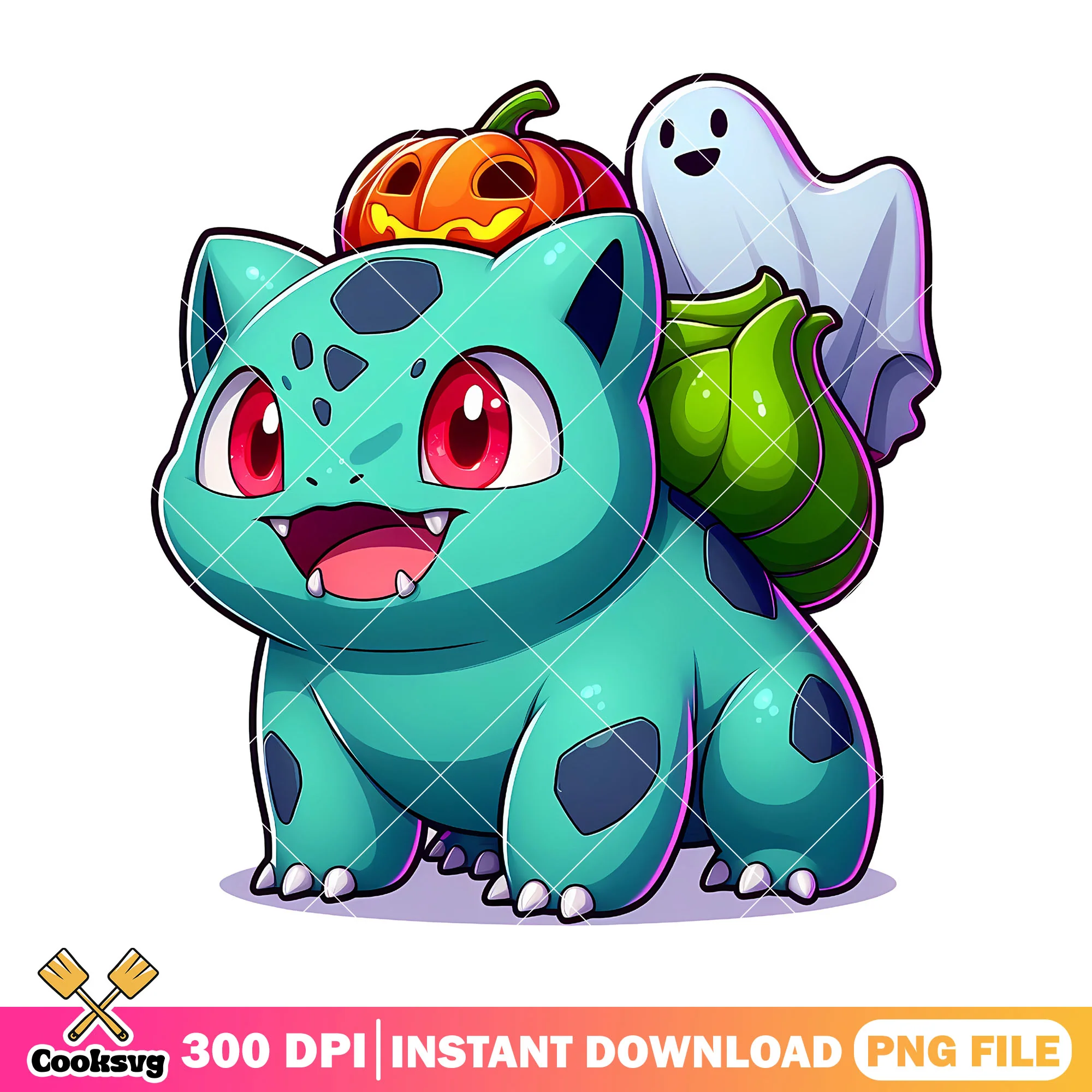 Spooky bulbasaur pumpkin png, halloween spirit png, pokemon png