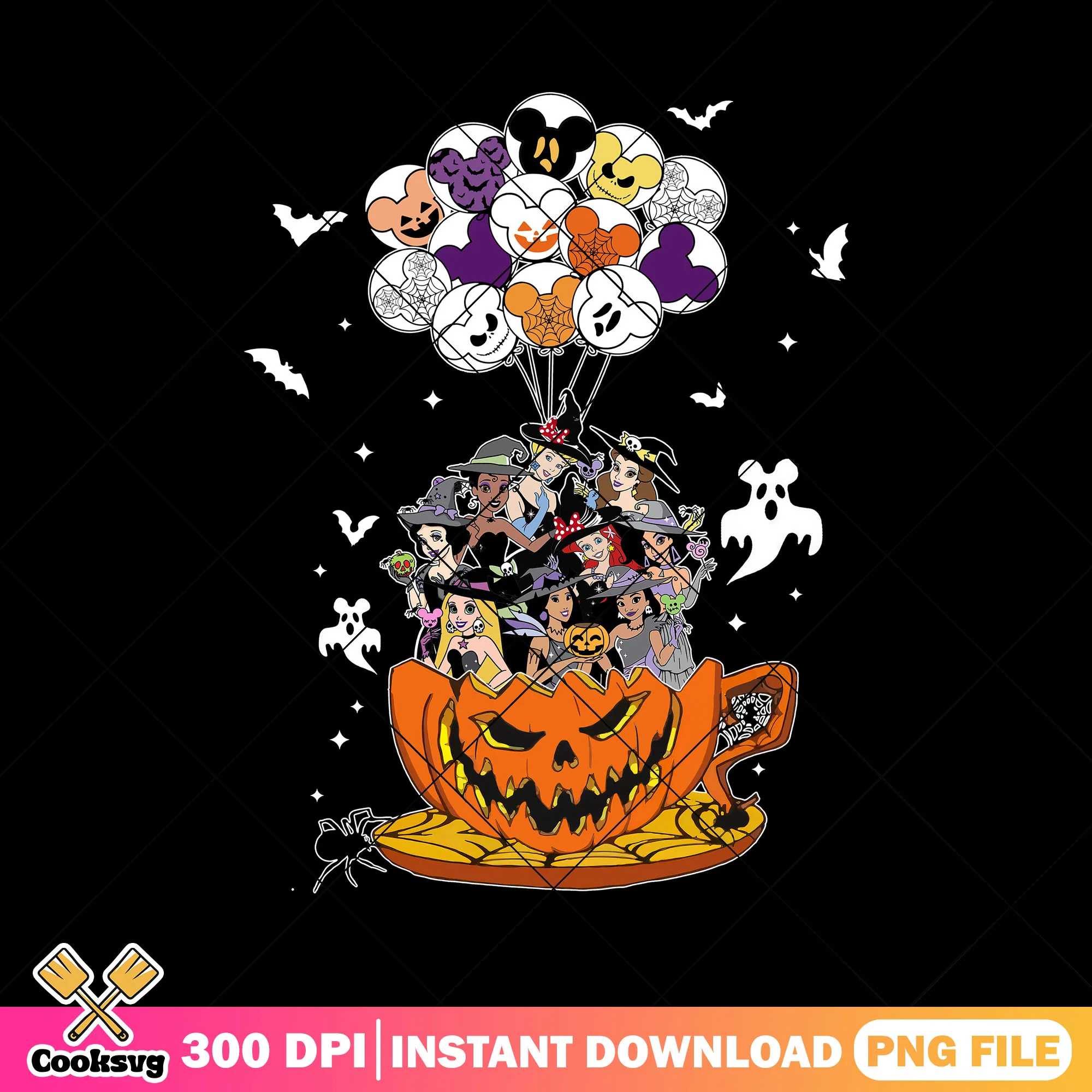 Spooky disney princesses png, disney world png, cute princess png