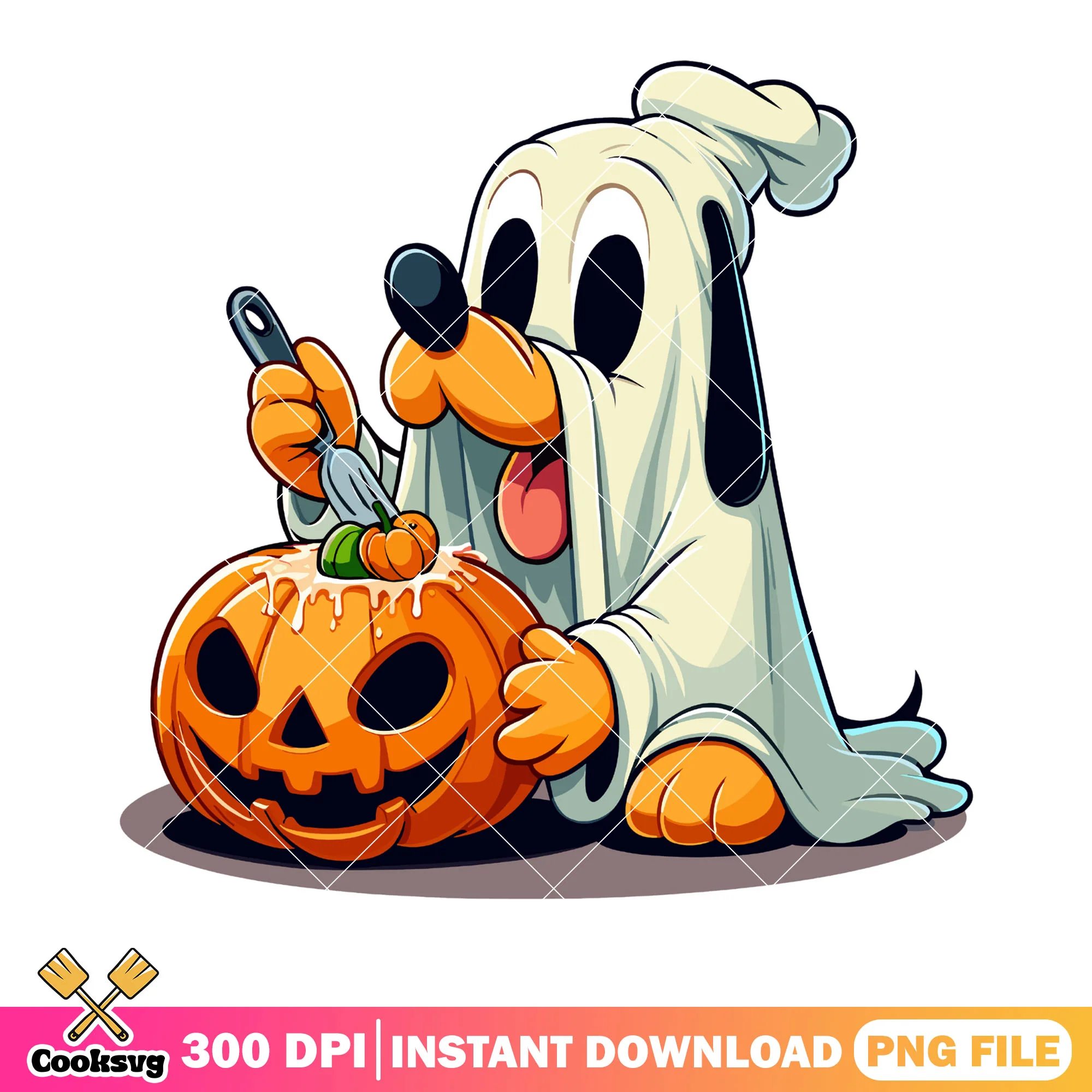 Spooky ghost Pluto png, jack o latern png, disney halloween png