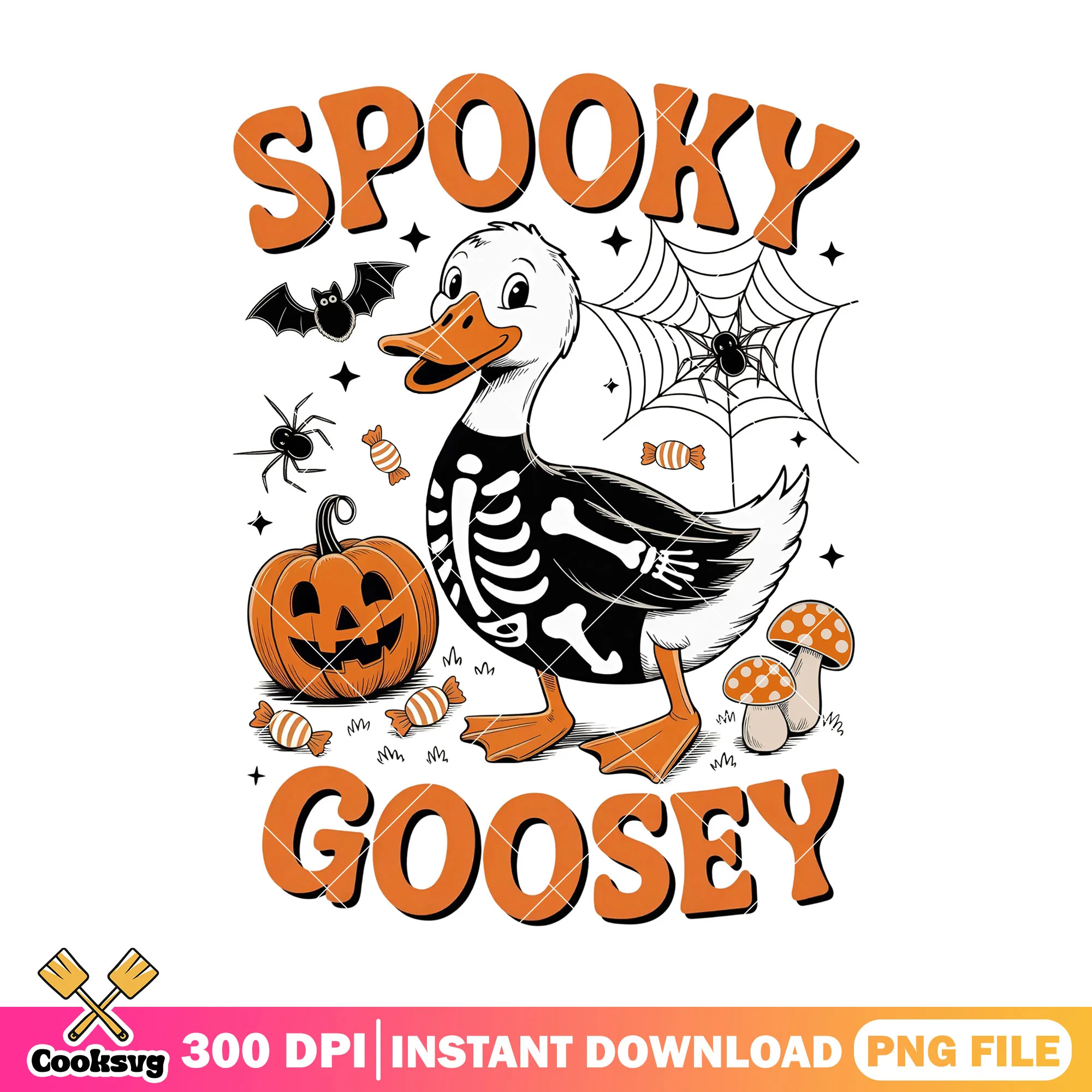 Spooky goosey with pumpkin png, halloween custome png, vintage air png