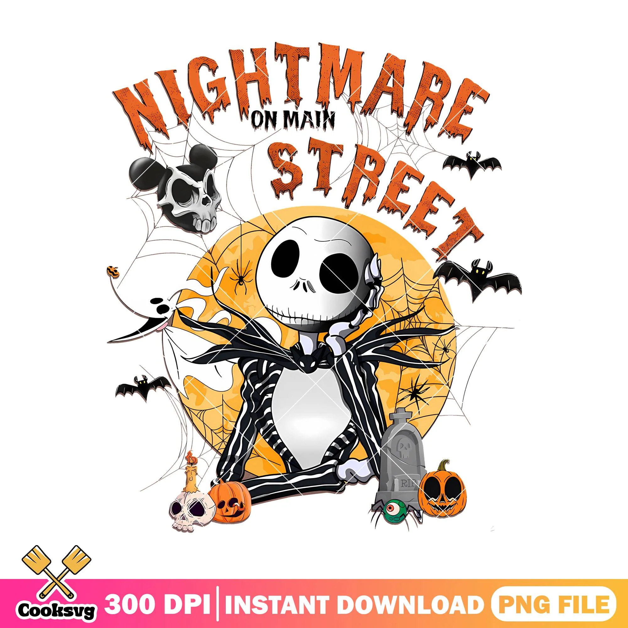Spooky jack skellington png, halloween decor png, disney plus png
