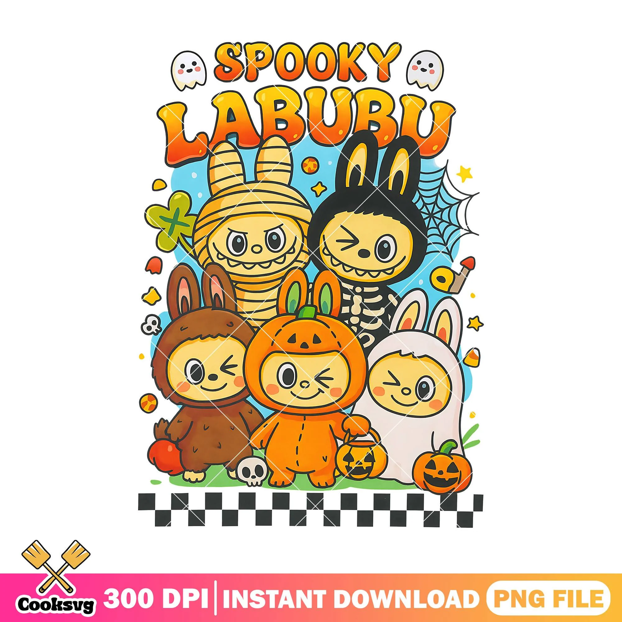 Spooky labubu design png, labubu art png, halloween labubu png