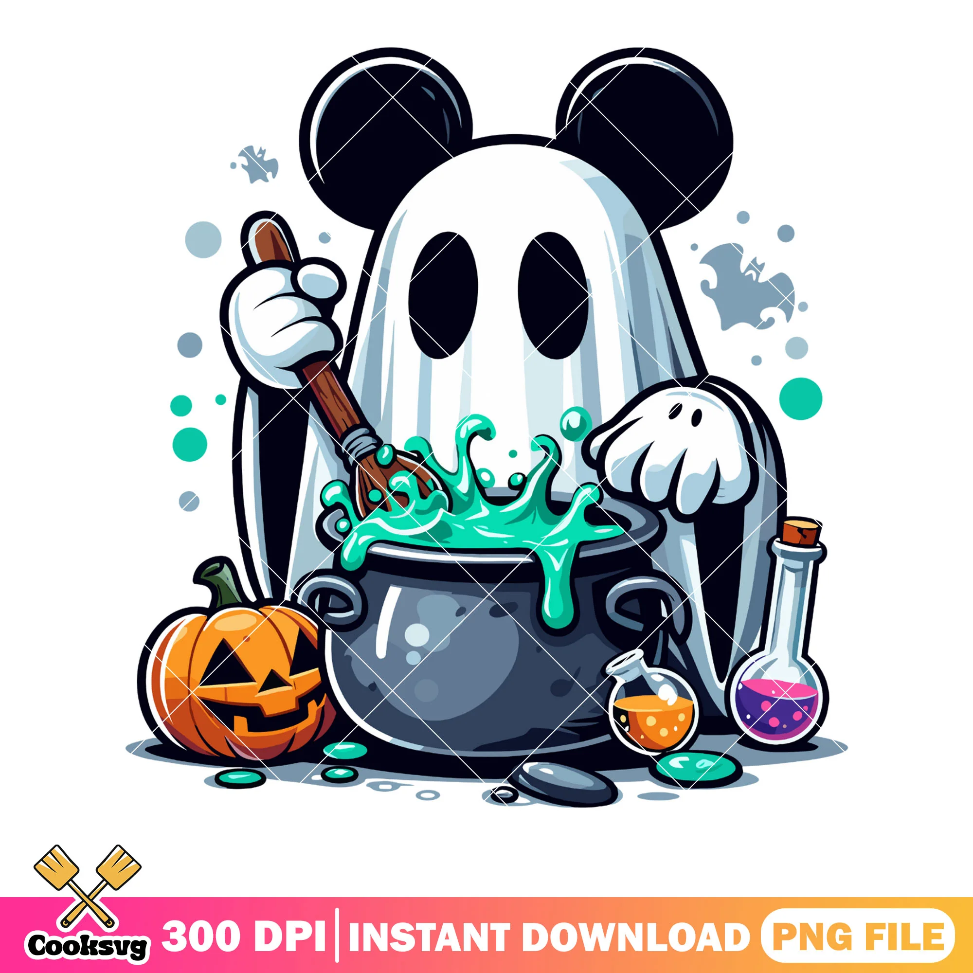 Spooky mickey mouse png, ghost blanket png, starry night png