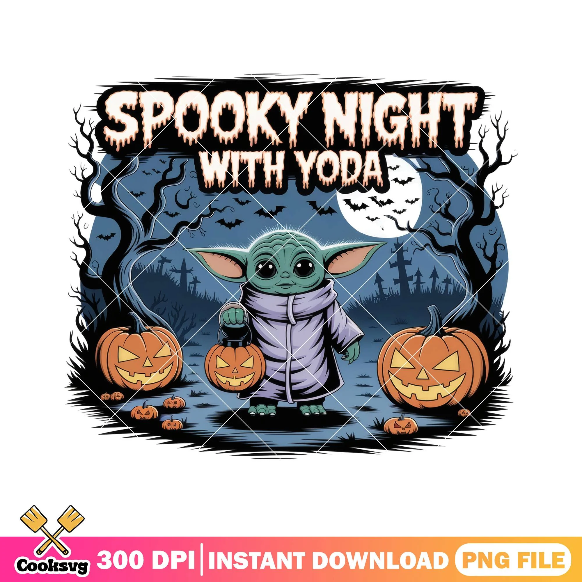 Spooky night with yoda png, halloween ends png, star wars yoda png