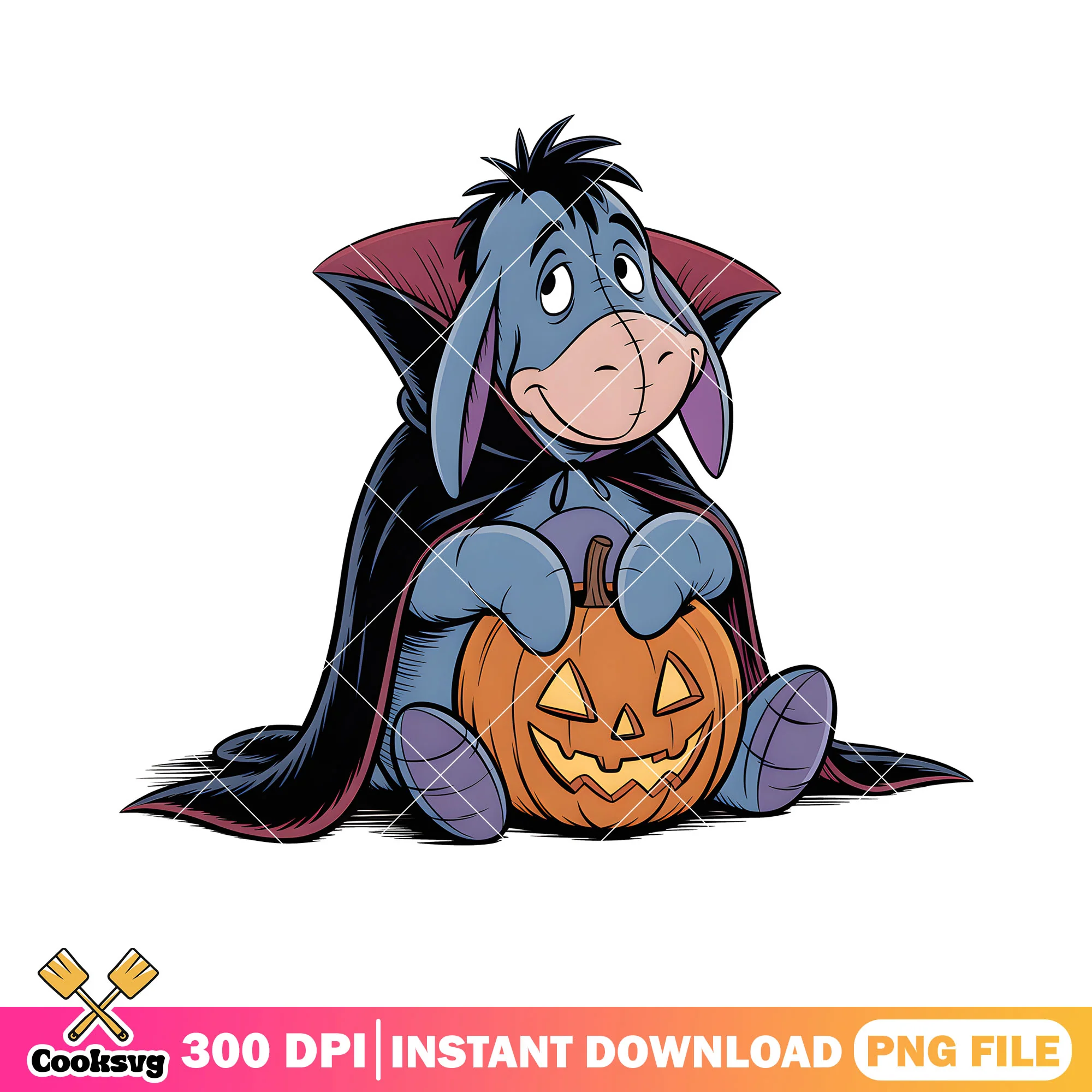 Spooky pumpkin eeyore png, halloween costume png, disney eeyore png