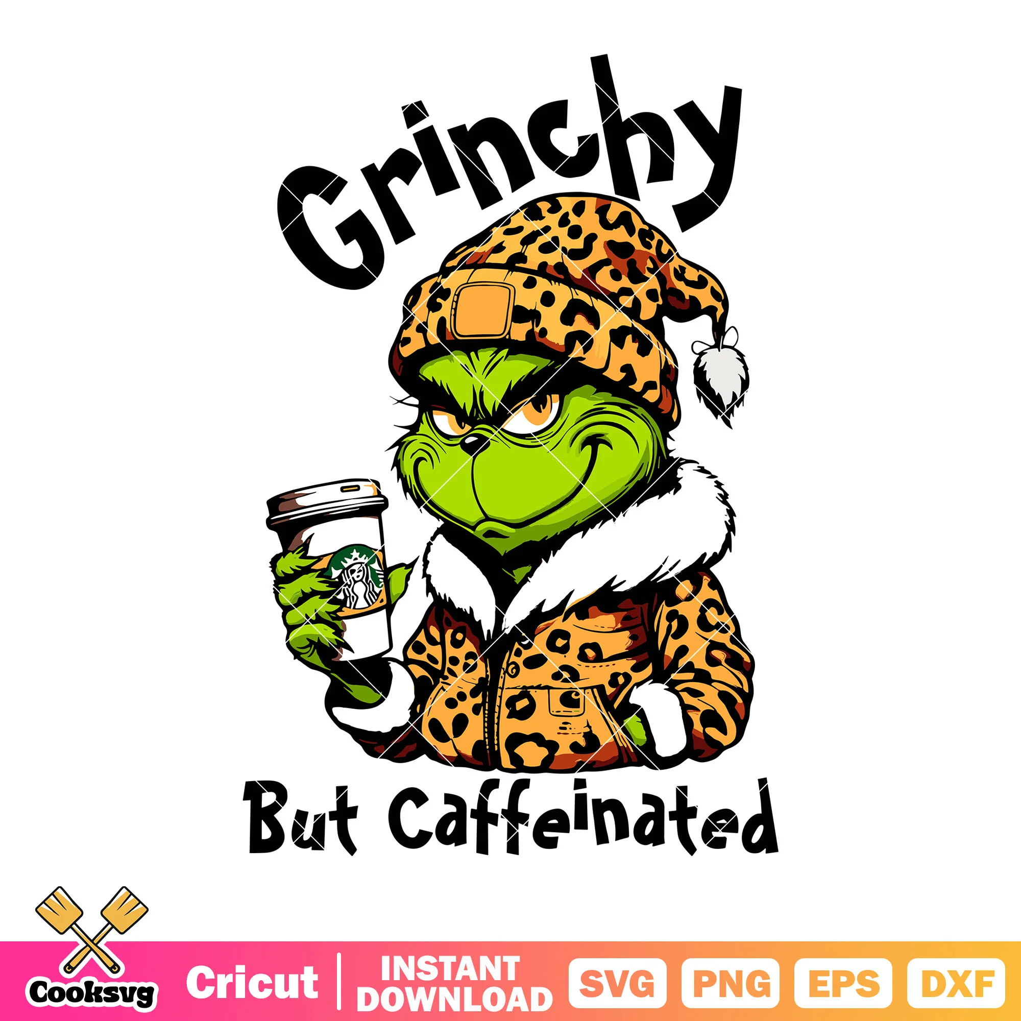 Spooky smile grinch svg, leopard jacket svg, starbuck svg