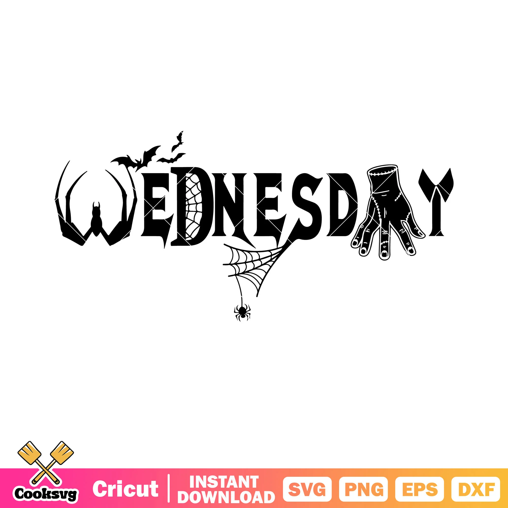 Spooky wednesday scary bats svg, spider web svg, zombie handsvg