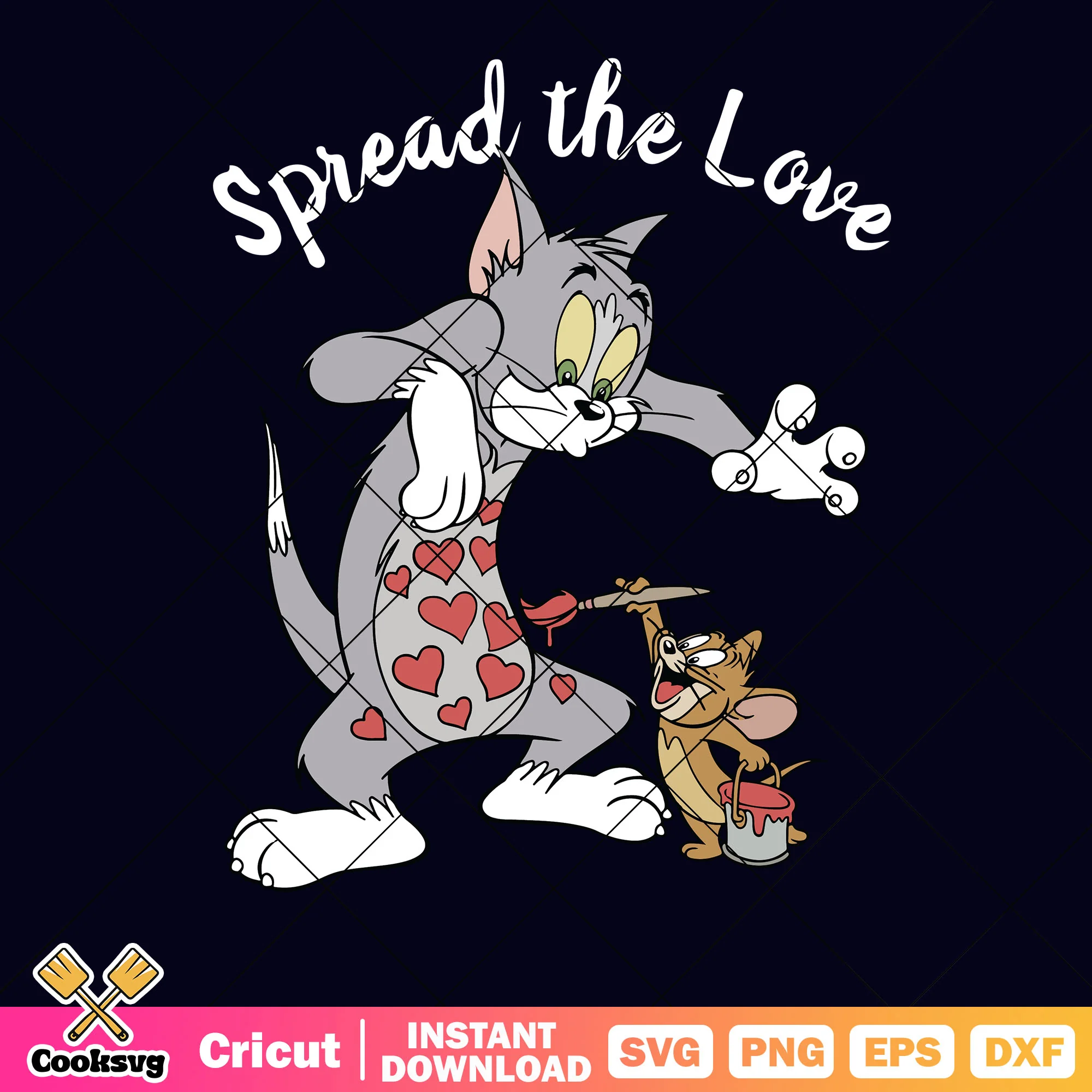 Spread the love tom jerry svg, tom and jerry valentine svg