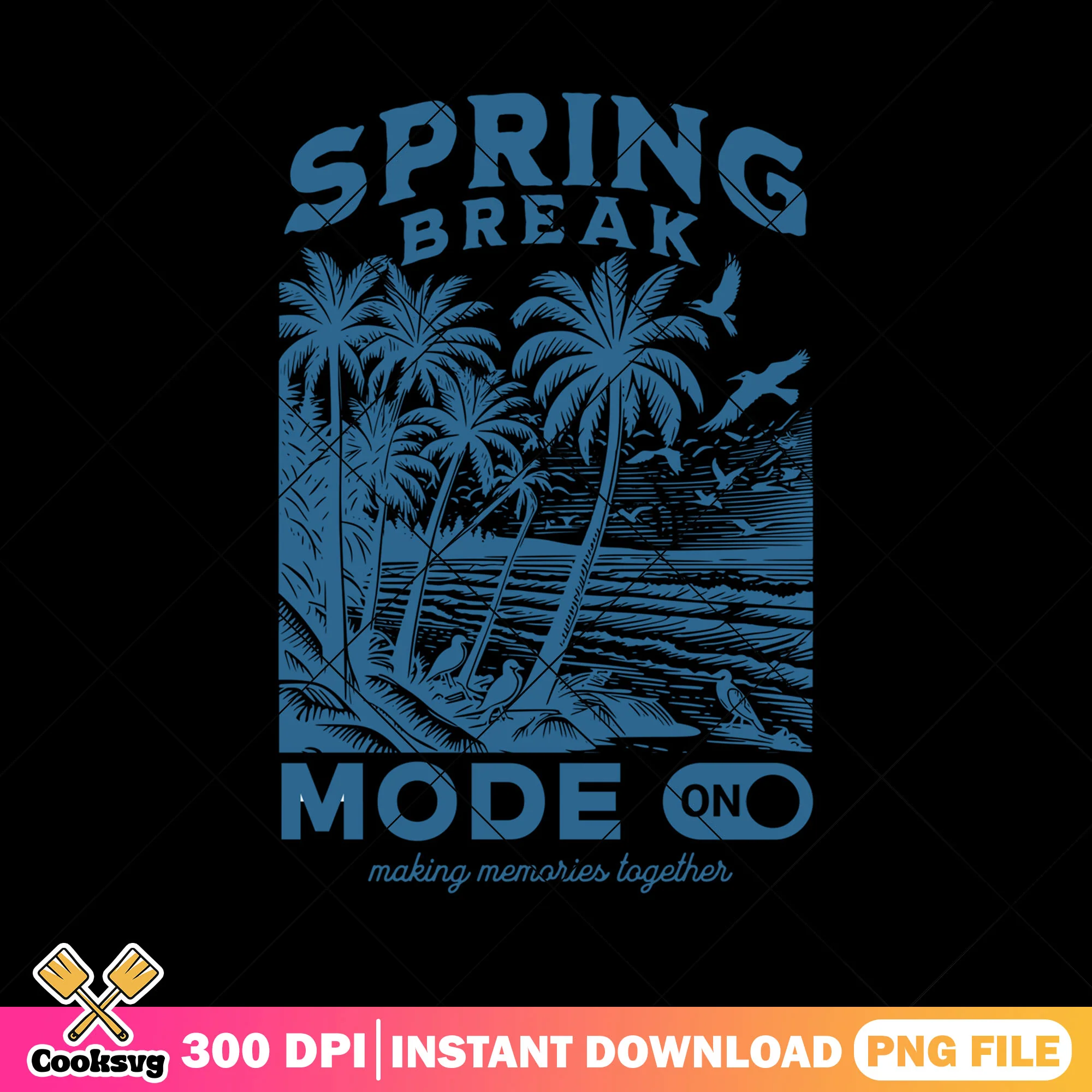 Spring break mode on design png, summer time png, spring break 2025 png