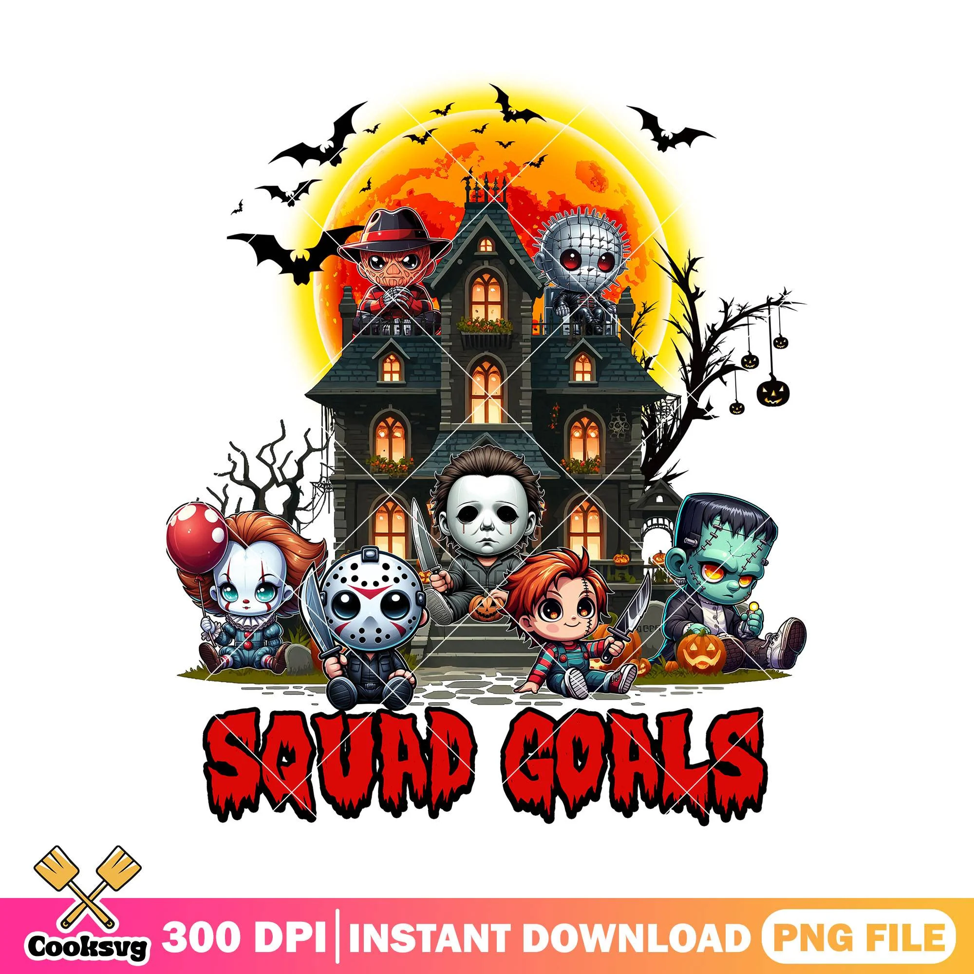 Squad goals horror png, horror movies png, halloween spirit png