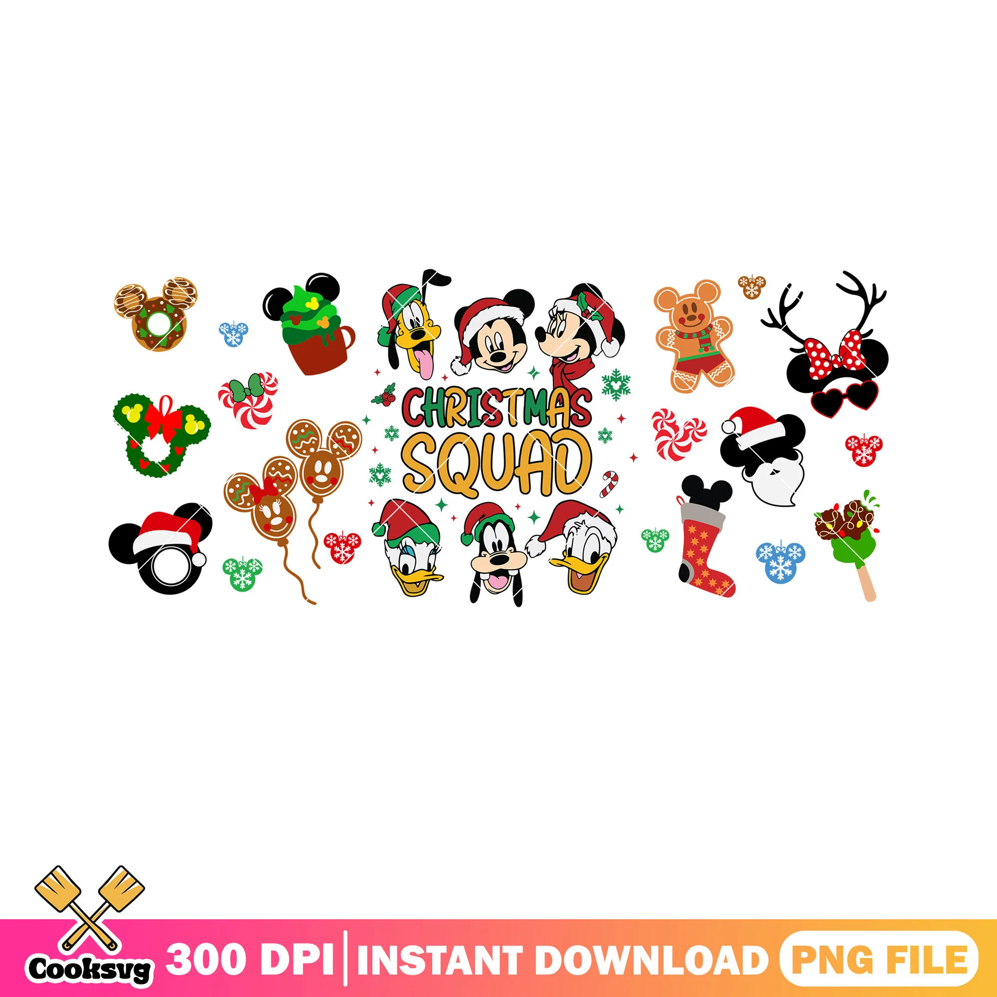 Squad xmas mickey mouse png, disney poster png, mickey and friends png