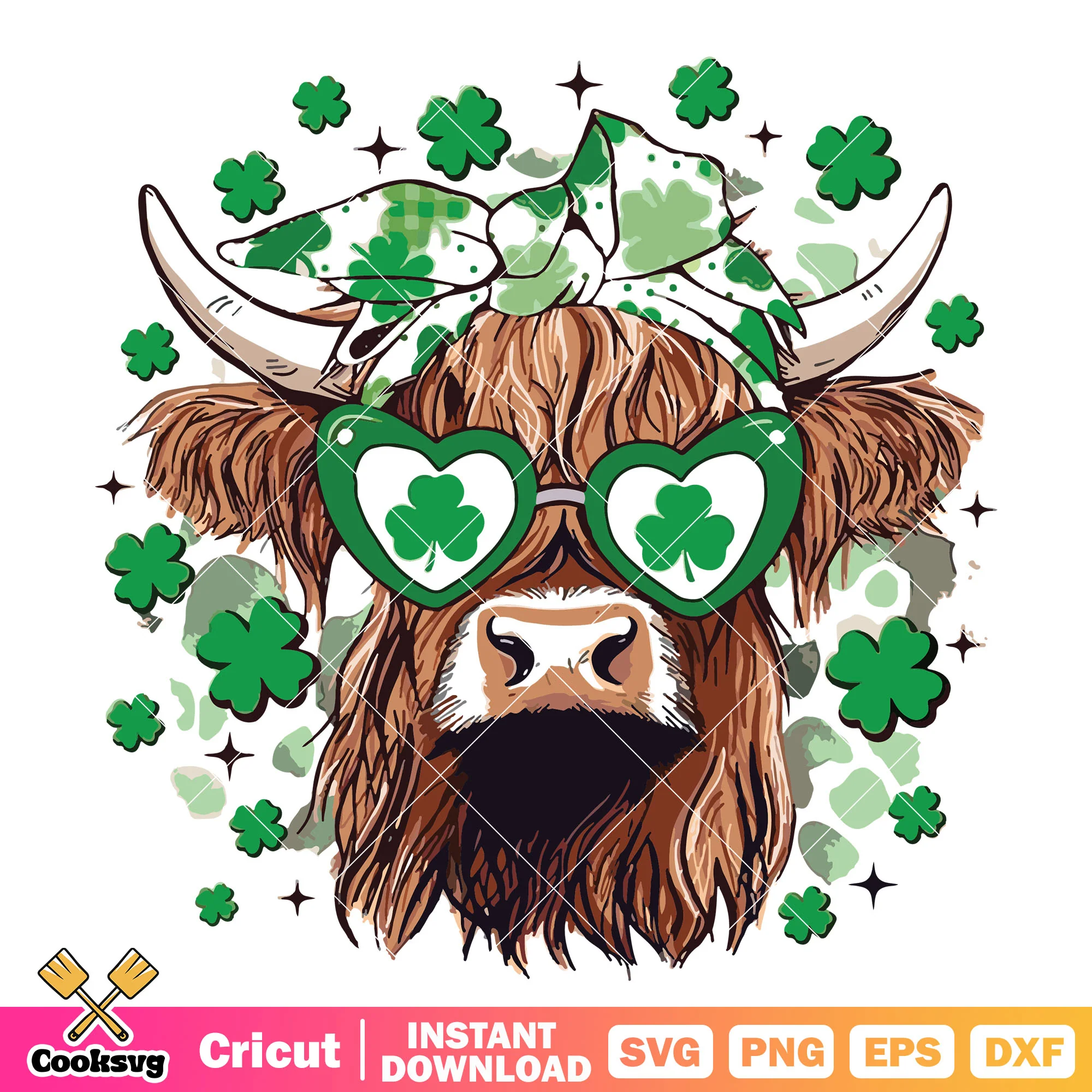 St Patricks Day Highland Cow svg, highland cow svg, saint patrick day svg