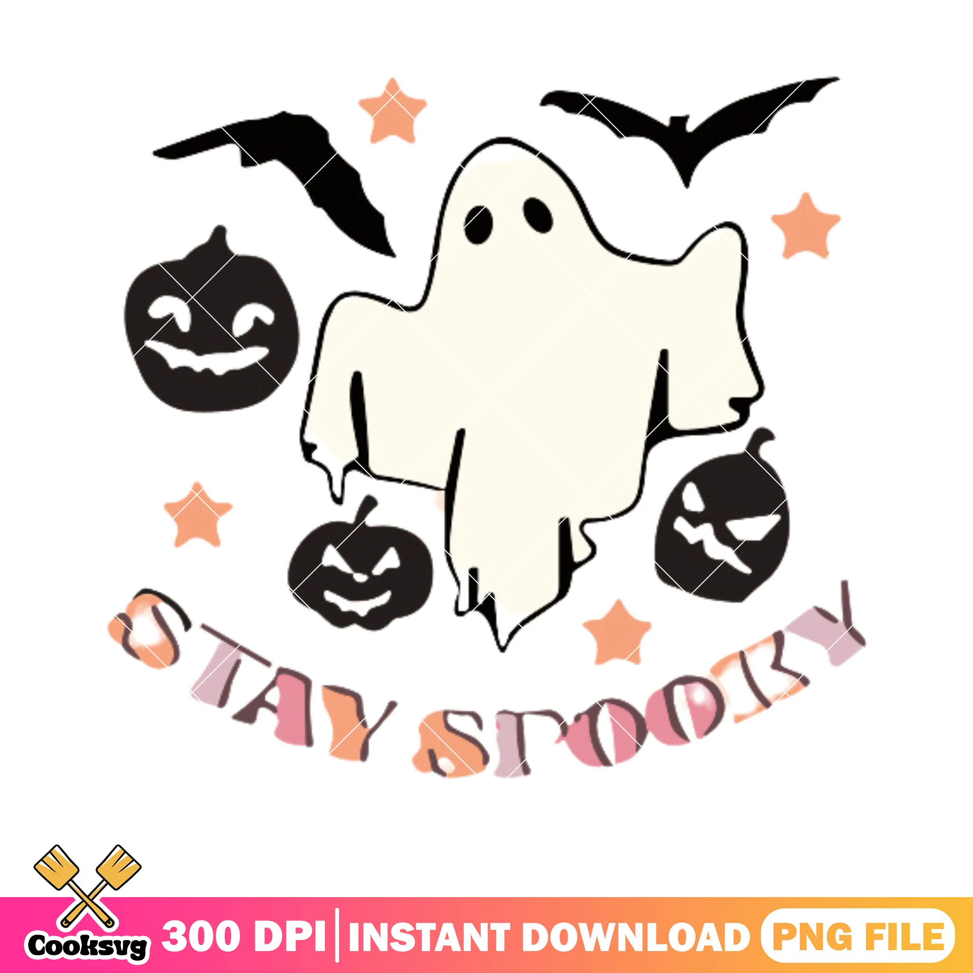 Starry night the ghost png, scary pumpkin png, scary halloween png
