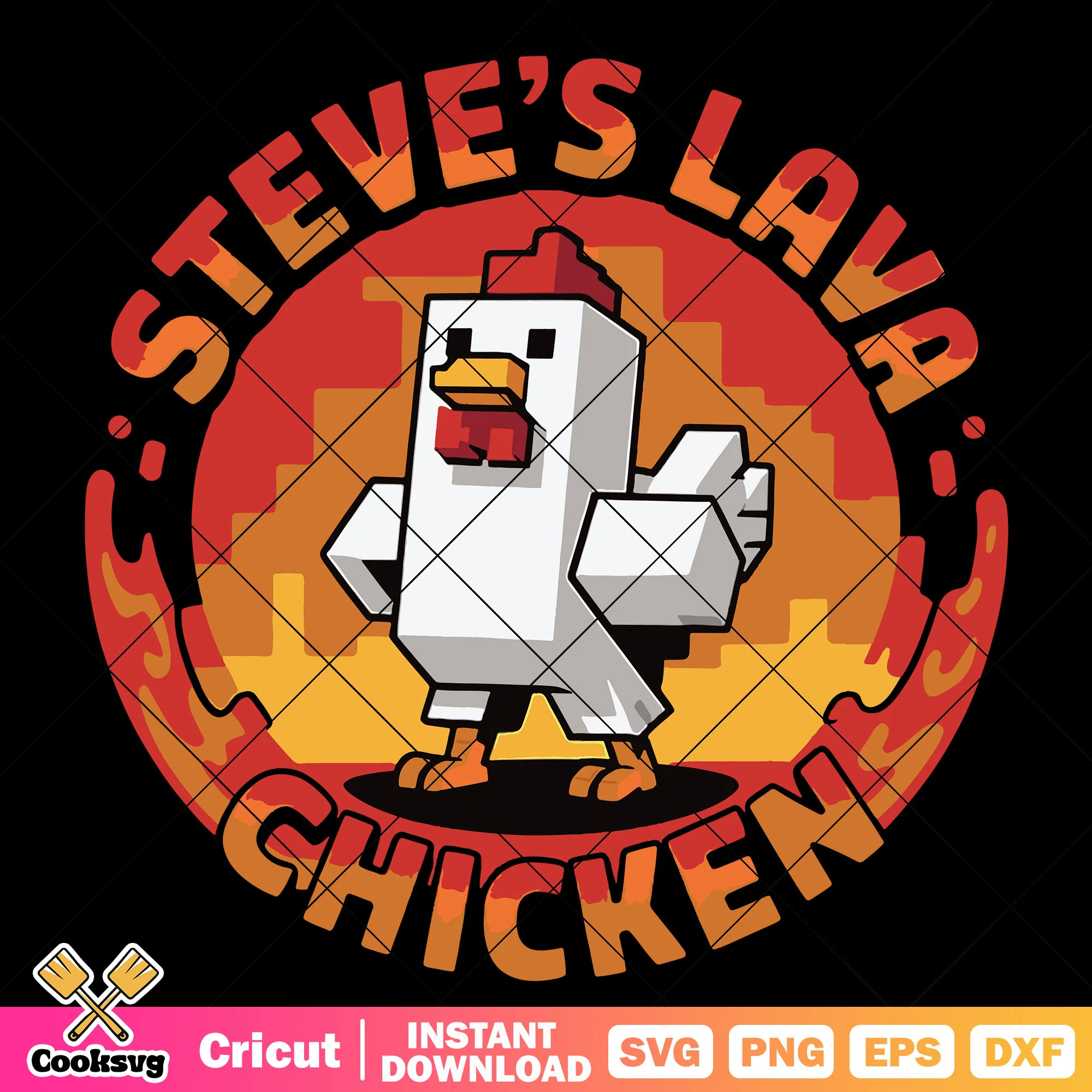 Steves lava chicken minecraft svg, lava chicken svg, minecraft movie svg