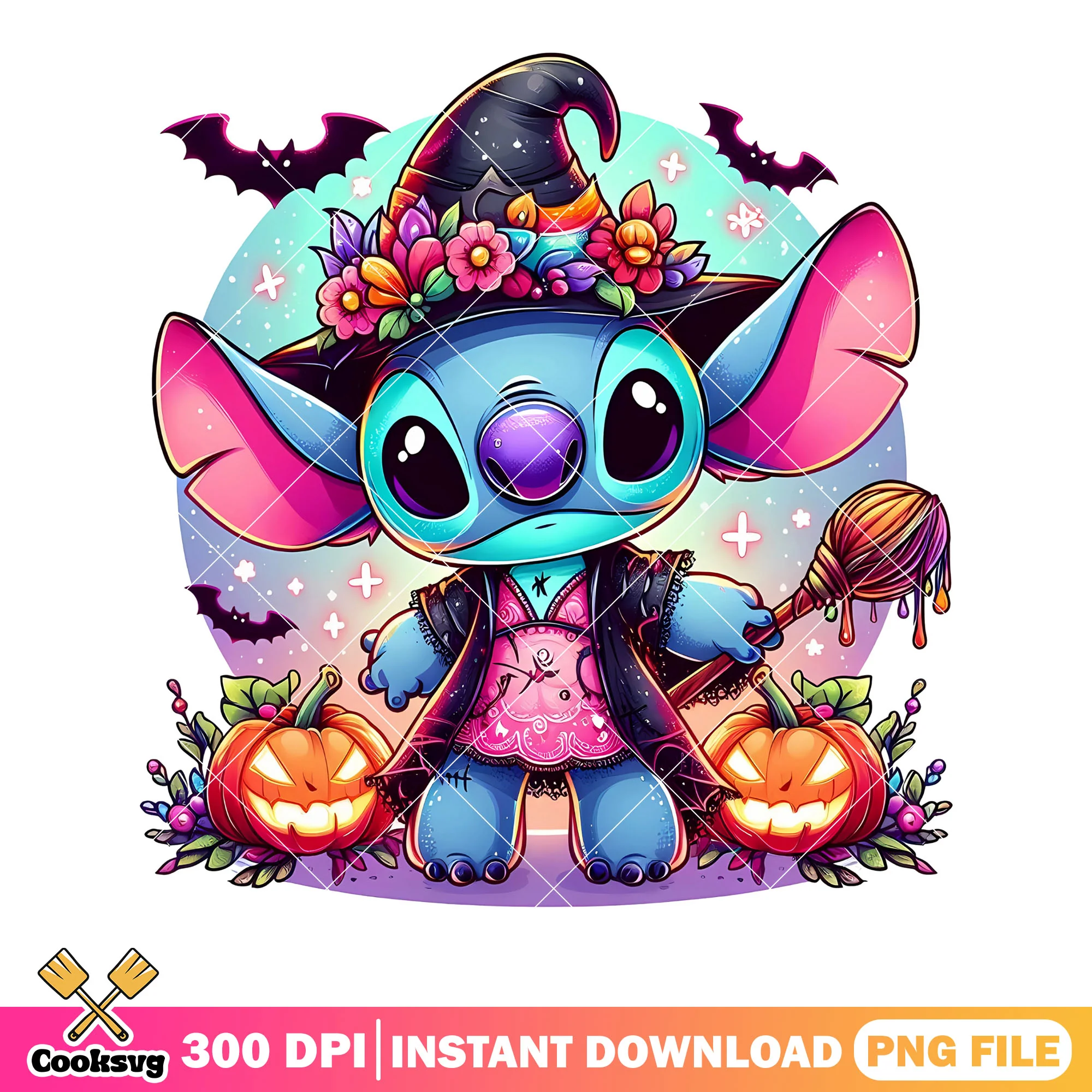 Stich the witch png, scary halloween png, jack o lantern png
