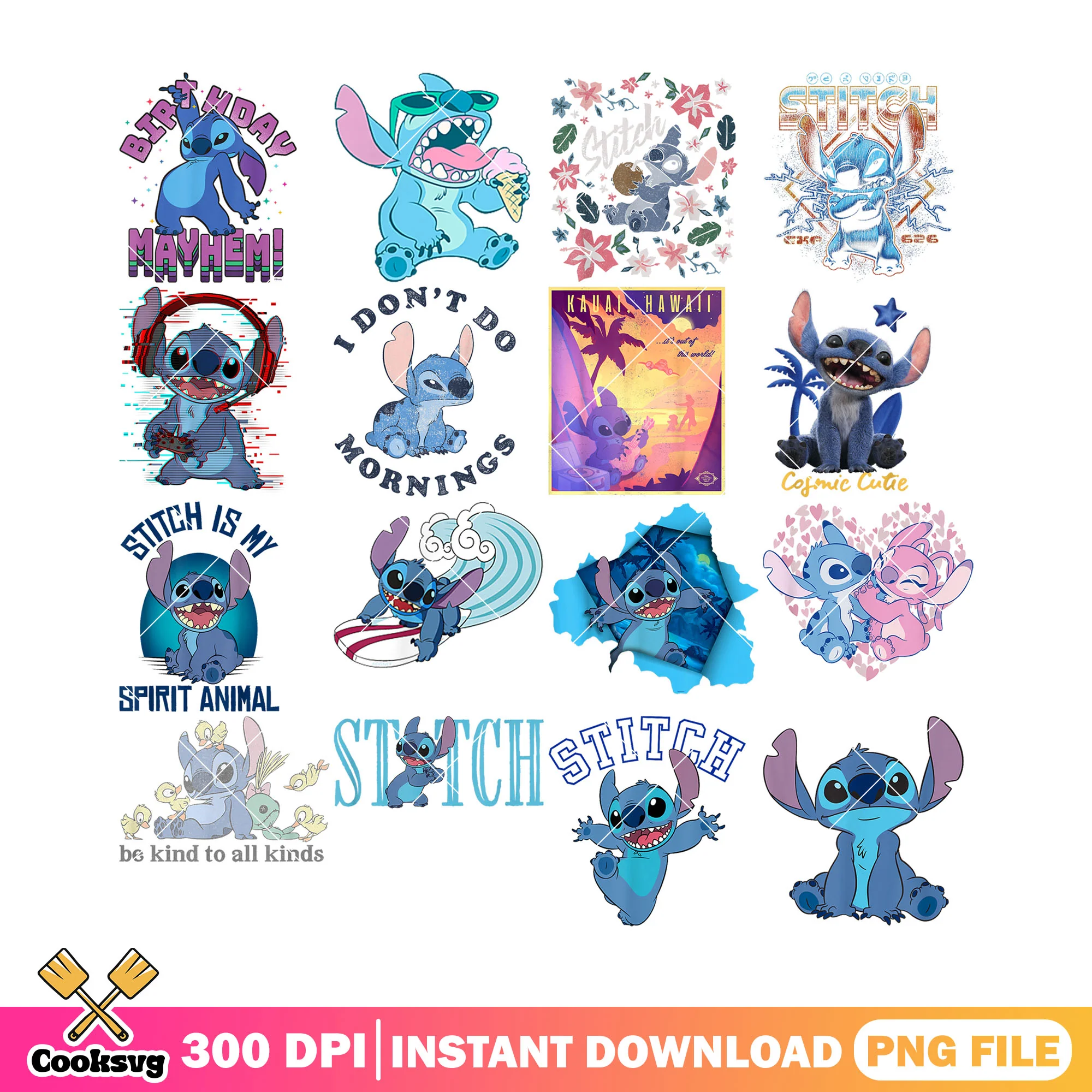 Stitch 626 chillin png bundle, stitch 626 day png, cute stitch png