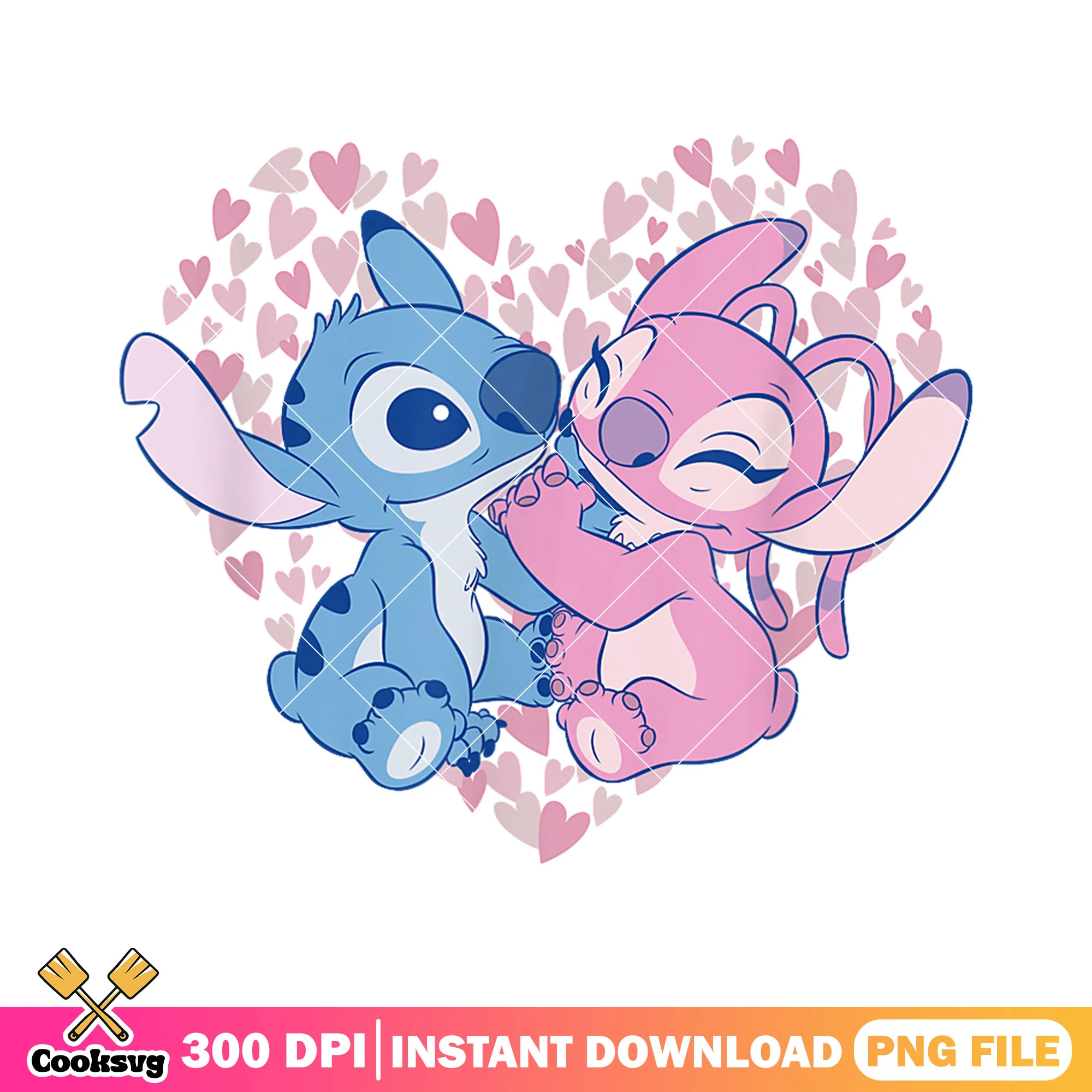 Stitch and angel valentine png, stitch angel love png, stitch love png