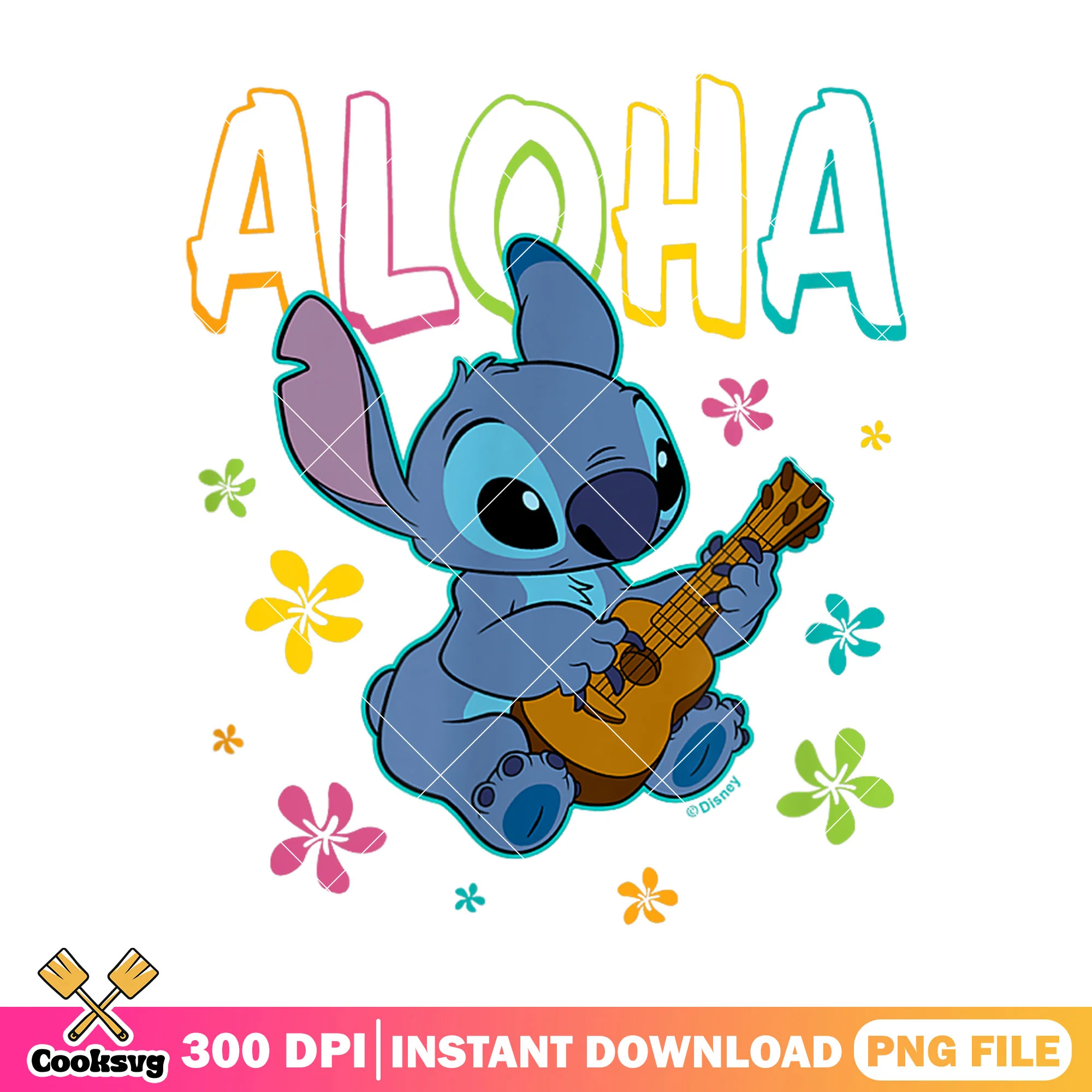 Stitch and guita aloha png, stitch aloha png, cute stitch png
