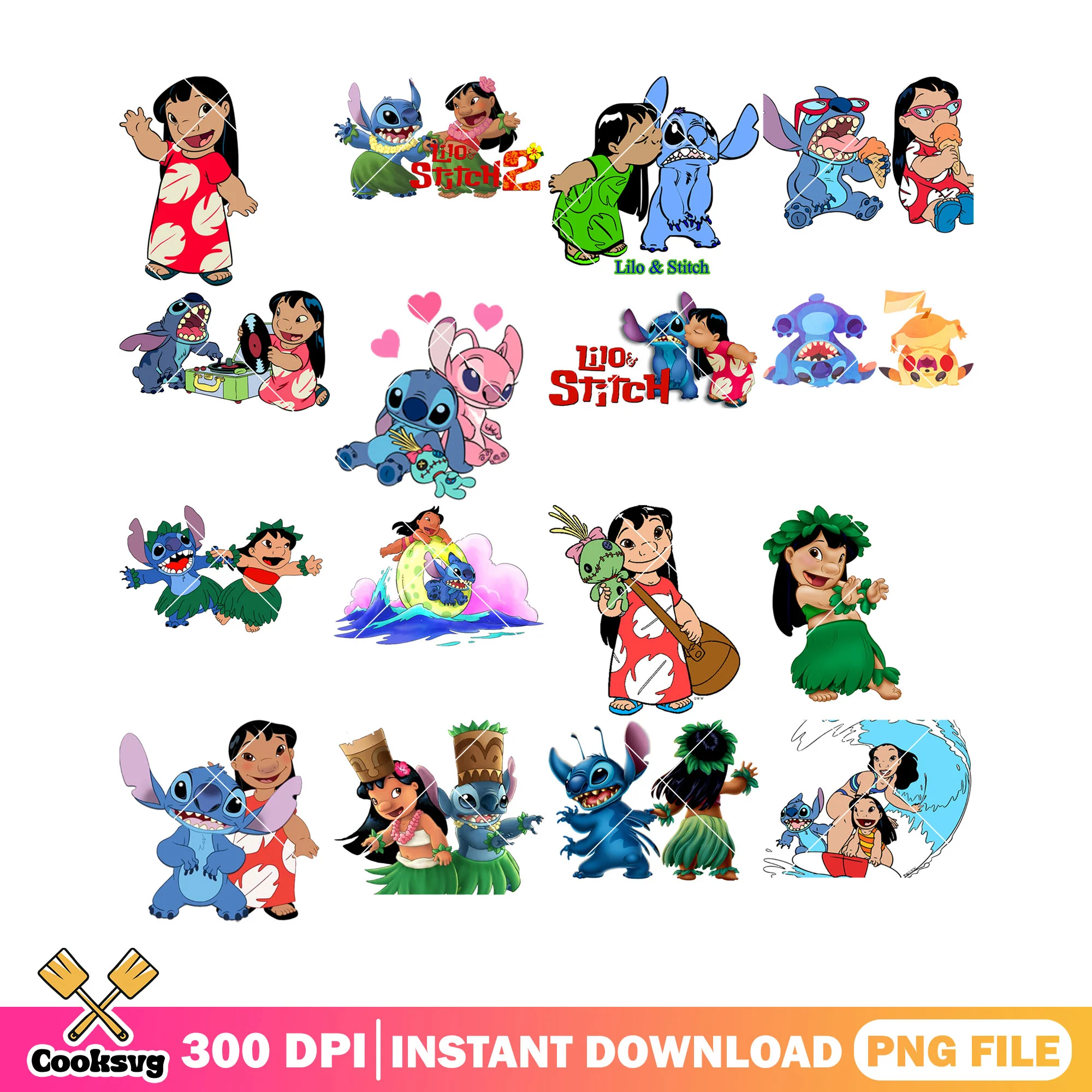 Stitch and lilo png bundle, stitch lilo png, stitch hawaii png