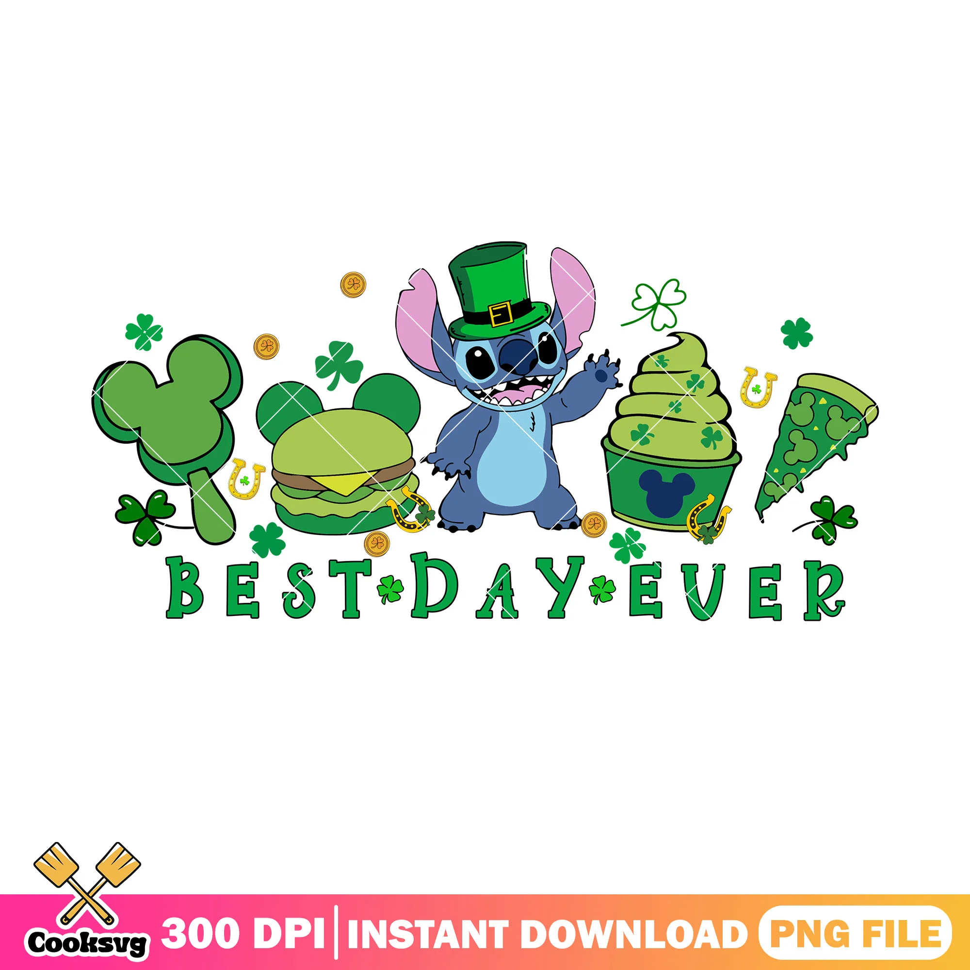 Stitch best patrick day ever png, stitch st patricks day png