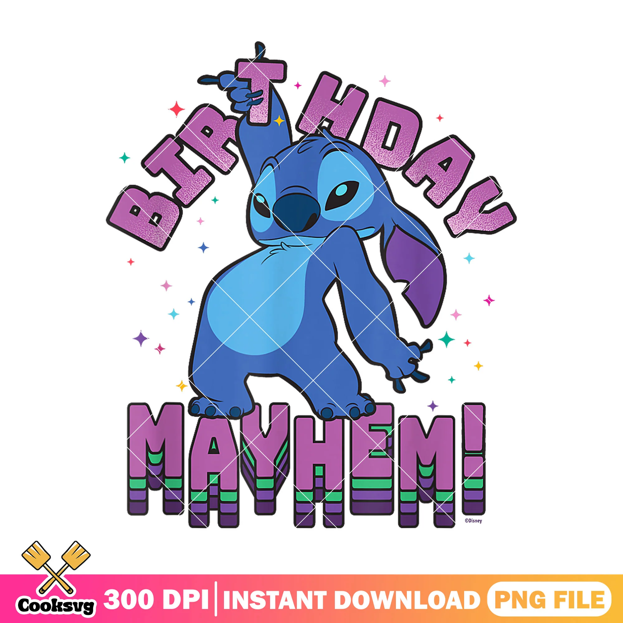 Stitch birthday mayhem png, birthday stitch png, cute stitch png
