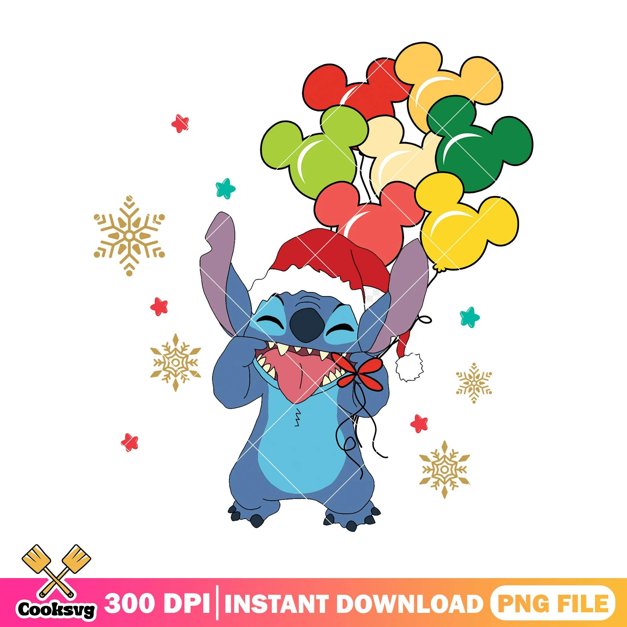 Stitch christmas balloon png, christmas gifts png, lilo and stitch png