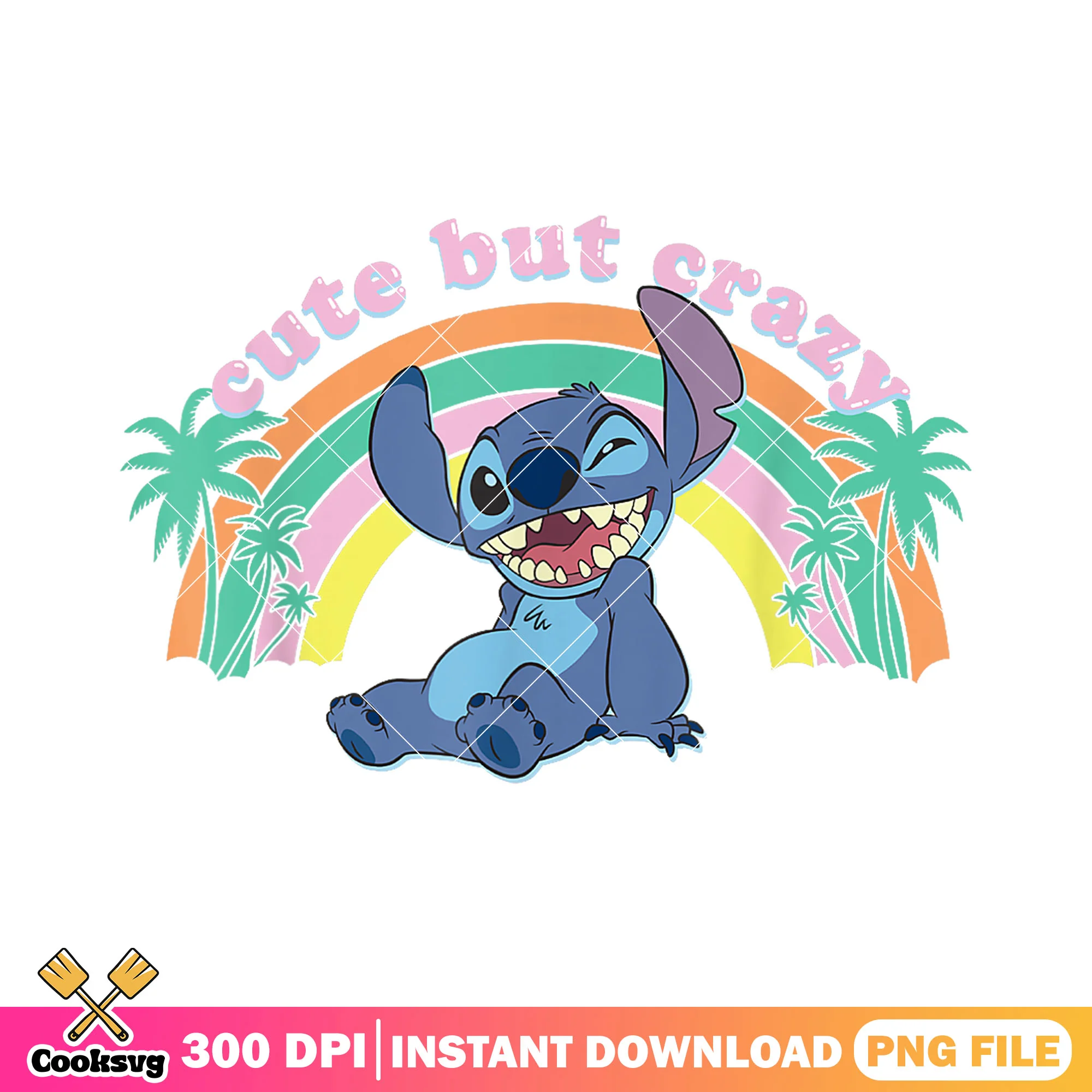 Stitch cute but crazy png file, cute stitch png, rainbow stitch png