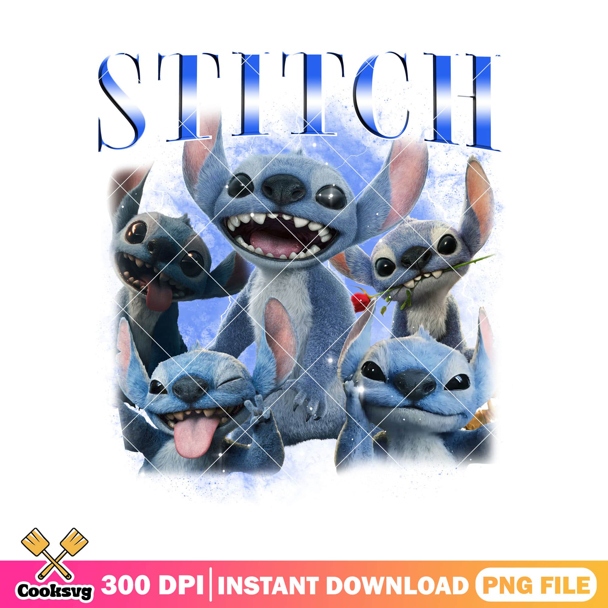 Stitch cute moment png design, blue stitch png, stitch vibes png