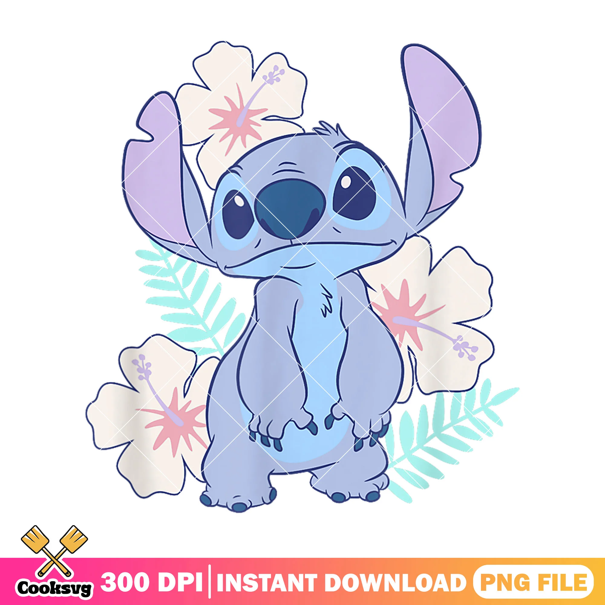 Stitch disney and flower png, stitch hawaii png, stitch flower png