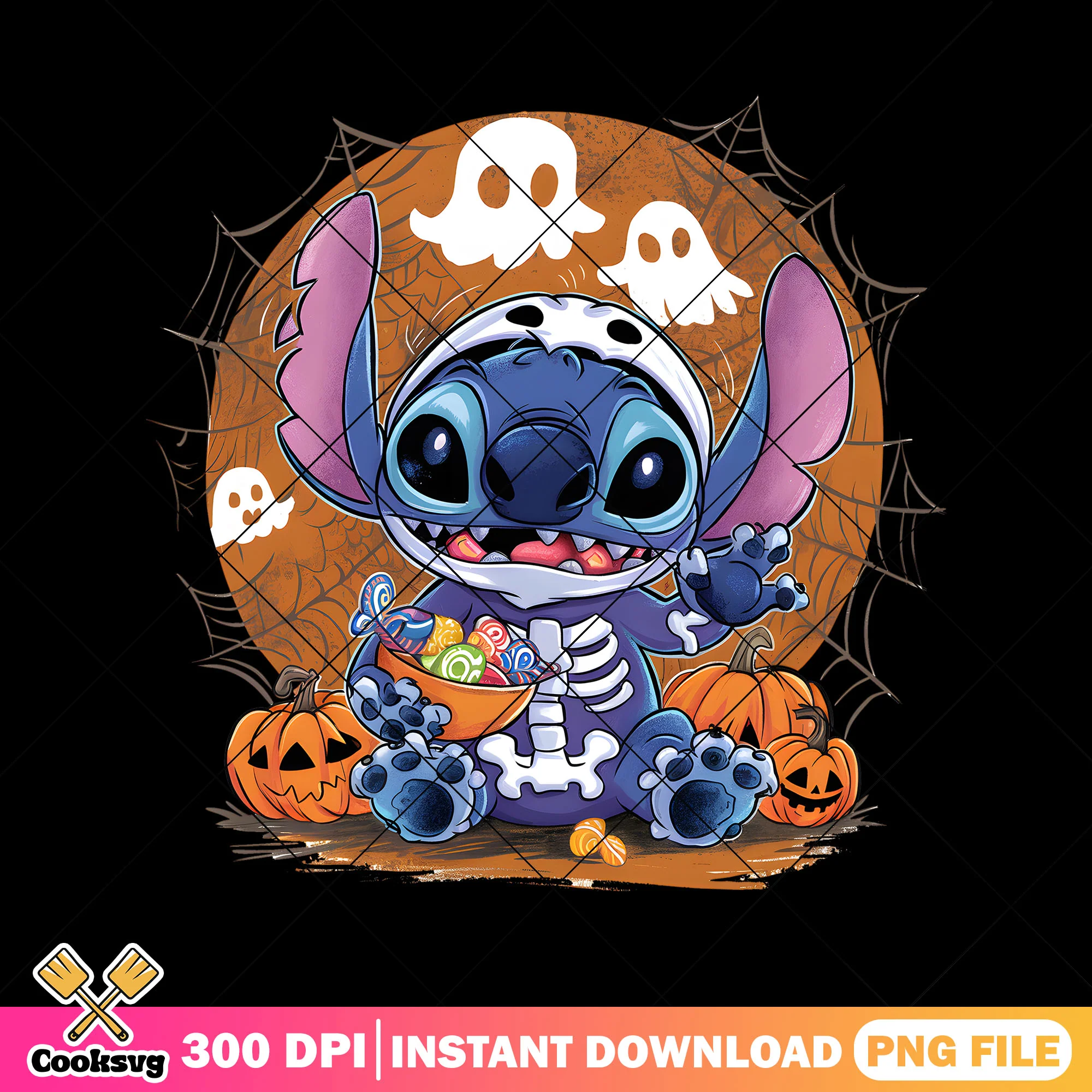 Stitch disney ghost png, halloween decor png, disney movies png