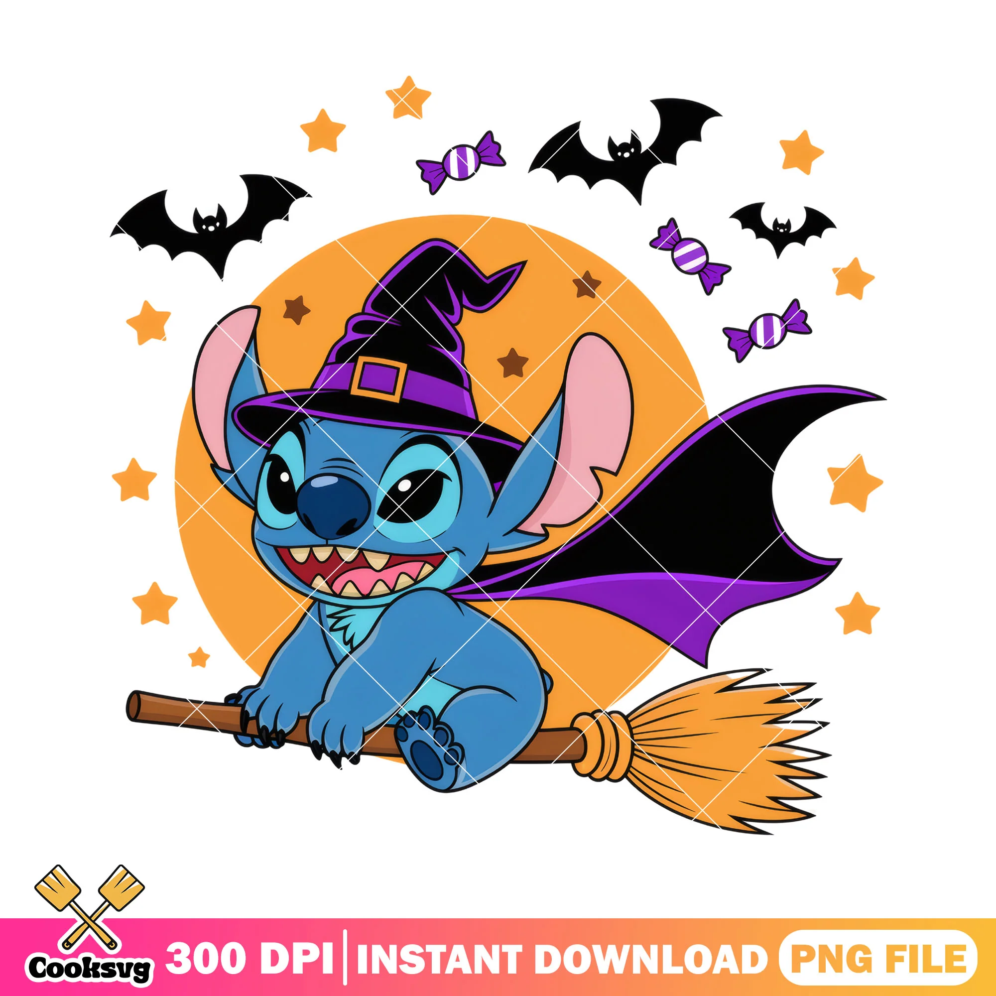 Stitch flying wizard png, lilo and stitch 2025 png, halloween town png