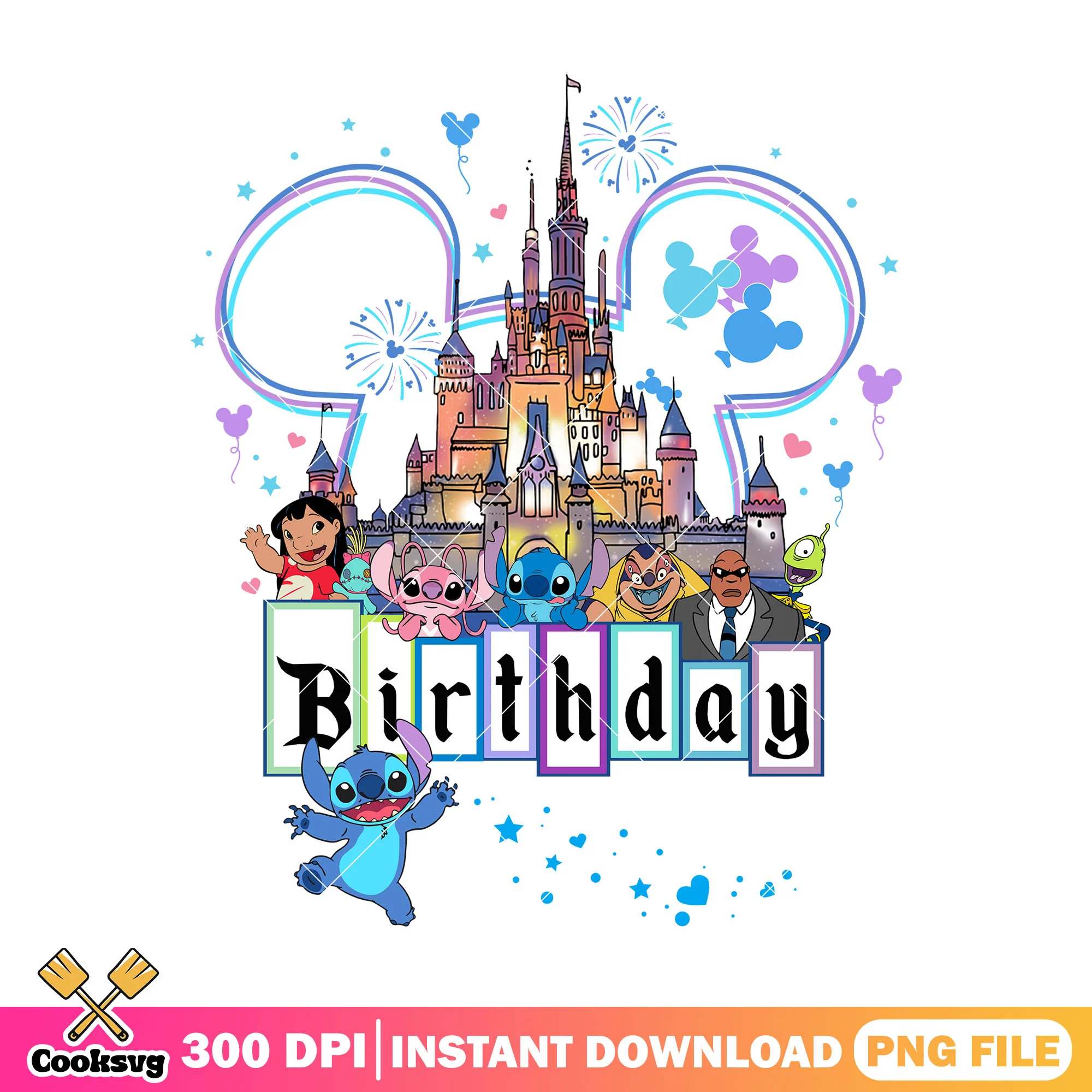 Stitch friends disney birthday png, stitch birthday png, stitch lilo png