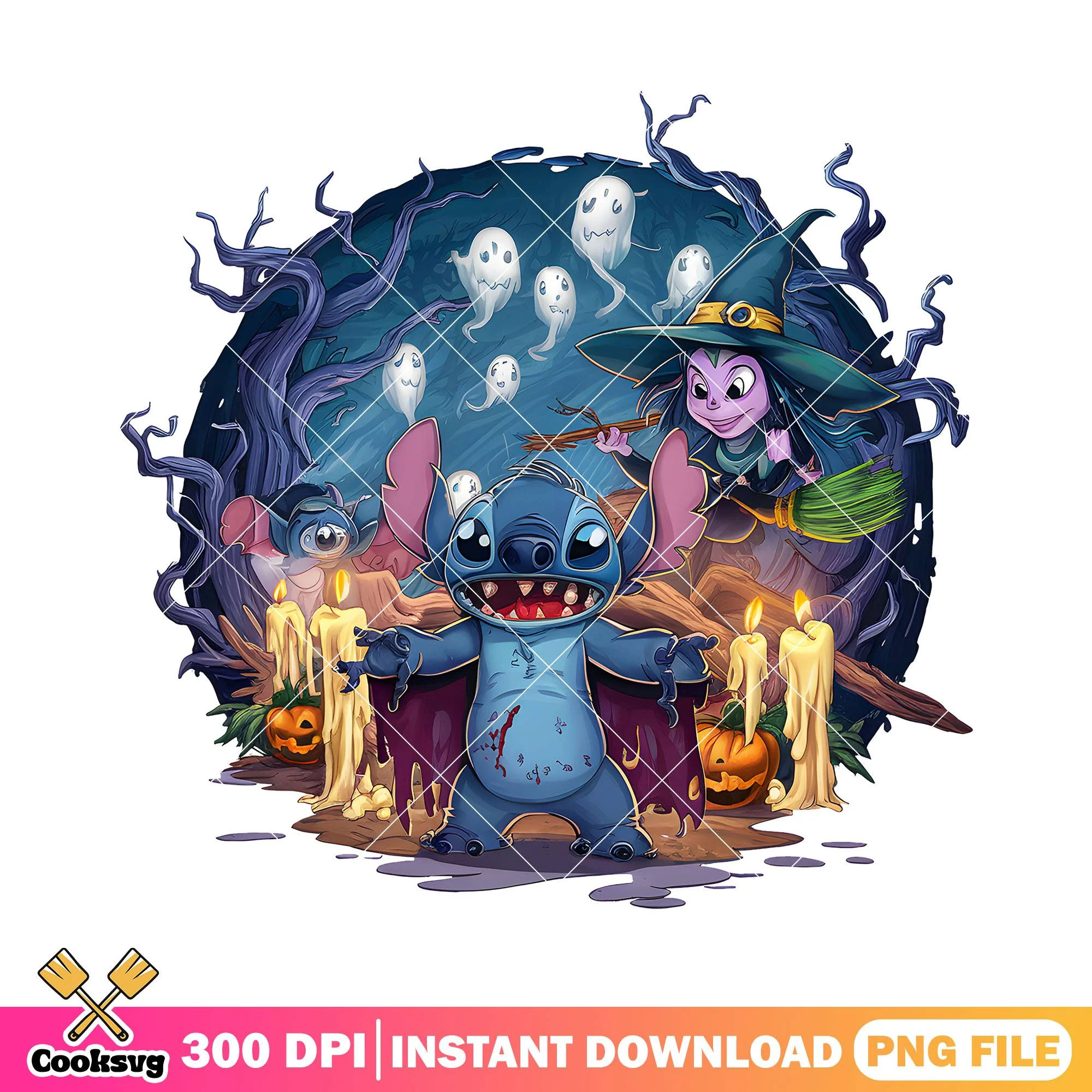 Stitch ghost cartoon png, halloween decor png, disney movies png