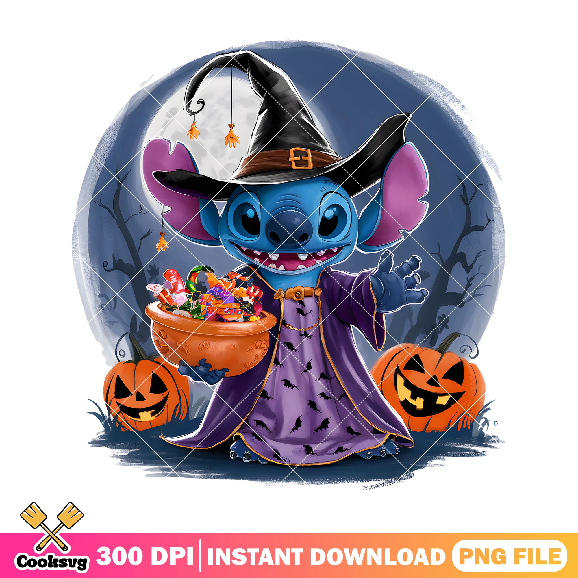 Stitch ghost witch png, halloween custome png, dismey movies png