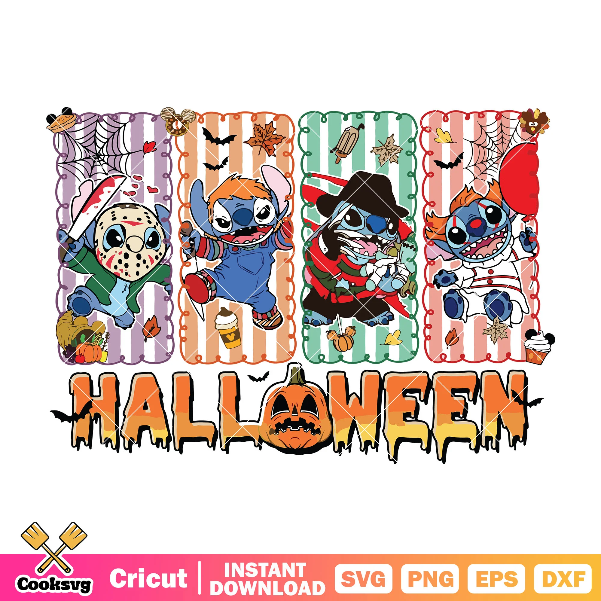 Stitch horror halloween vibes svg, halloween stitch svg, horror movies svg