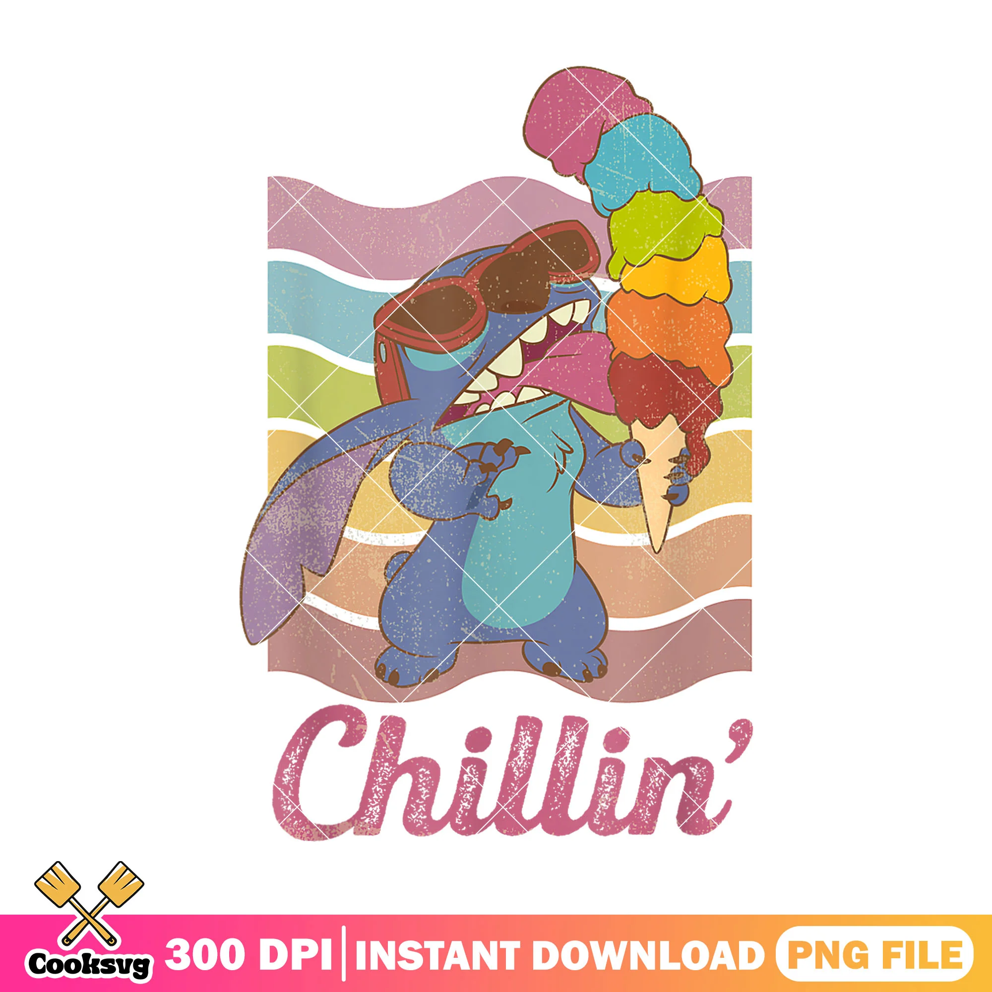 Stitch ice cream chillin png, stitch chill png, stitch 626 day png