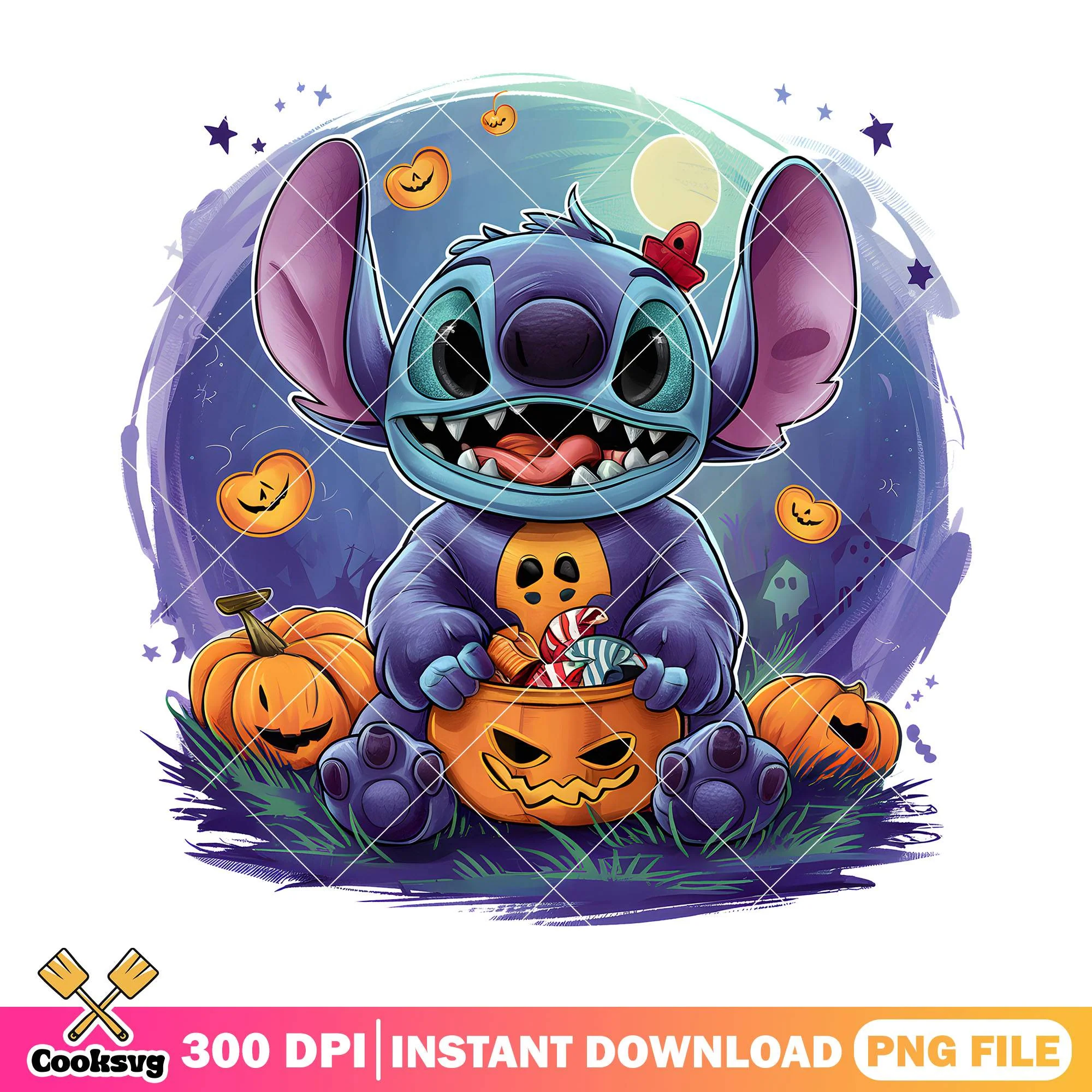 Stitch pumpkin bowl image png, halloween kids png, disney plus png
