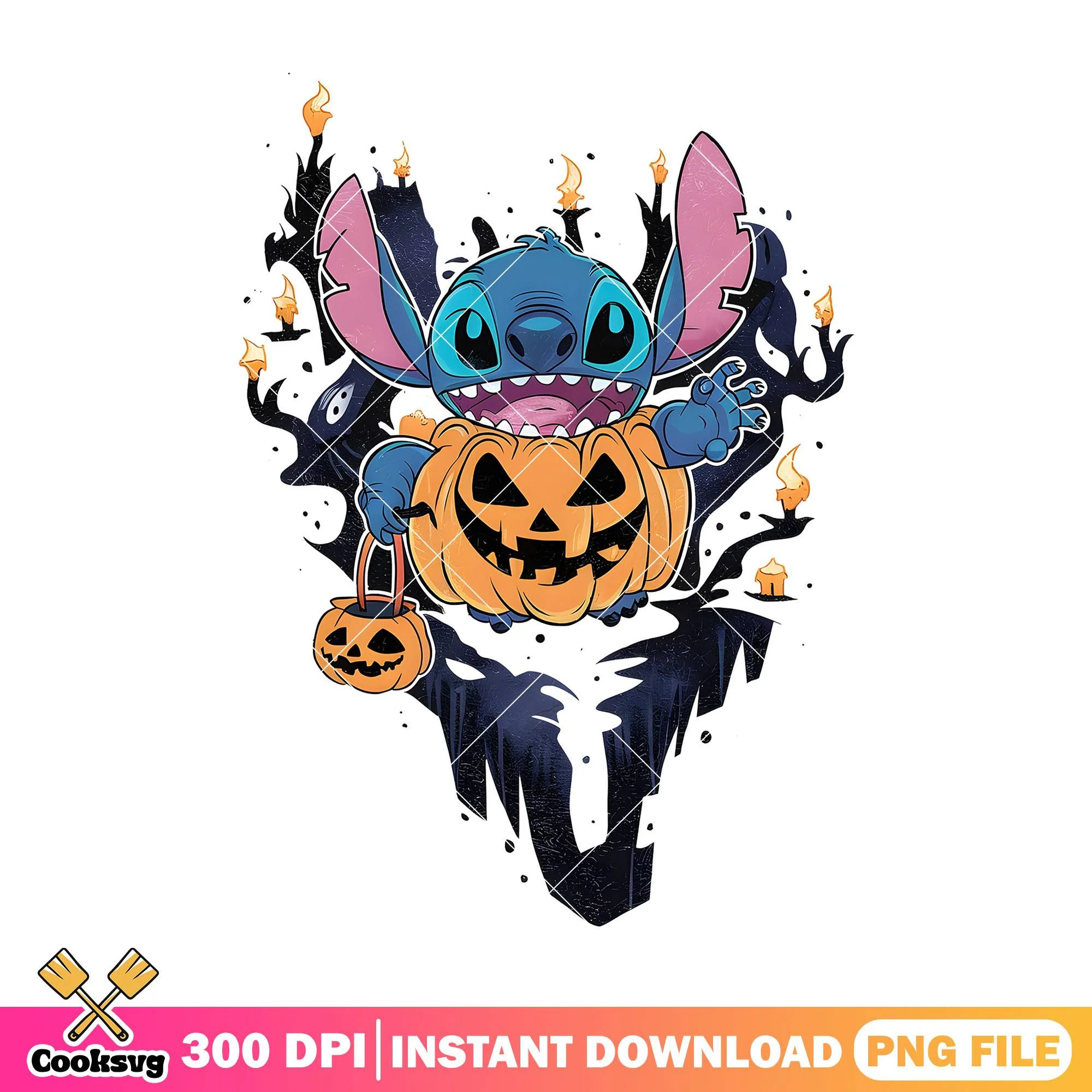 Stitch pumpkin custome png, halloween decor png, disney plus png