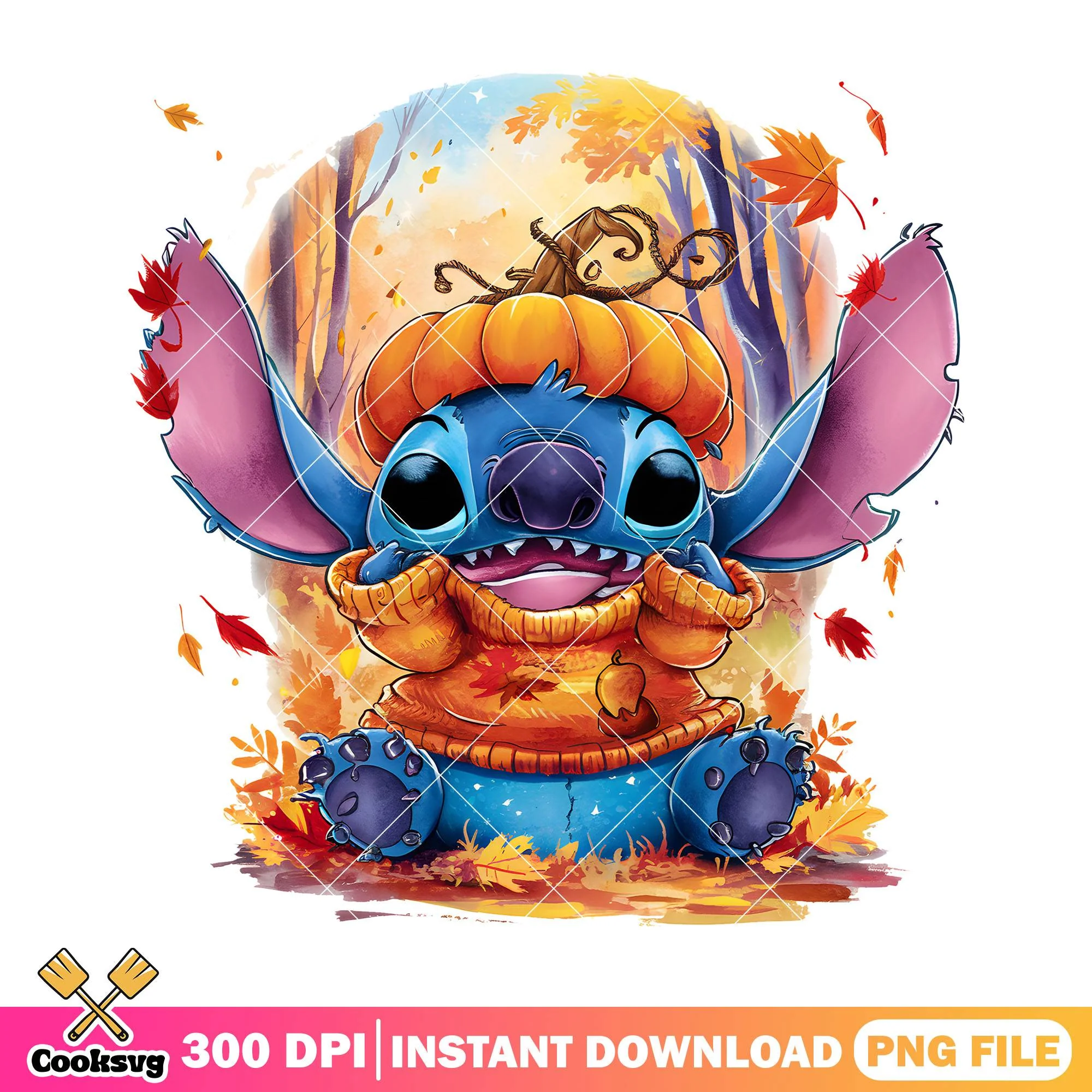 Stitch pumpkin design png, halloween decor png, disney movies png