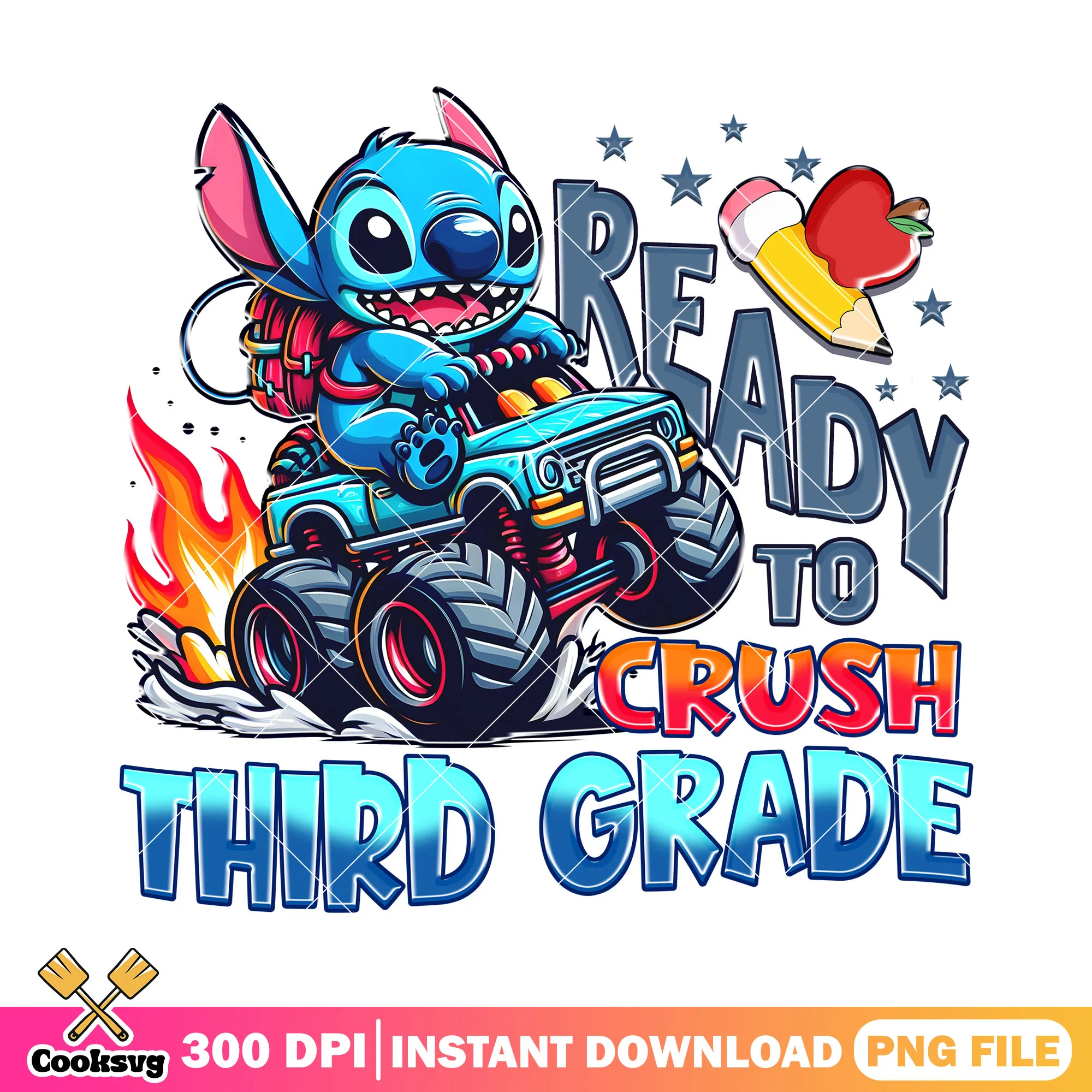 Stitch ready to crush png, go back to school png, disney world png