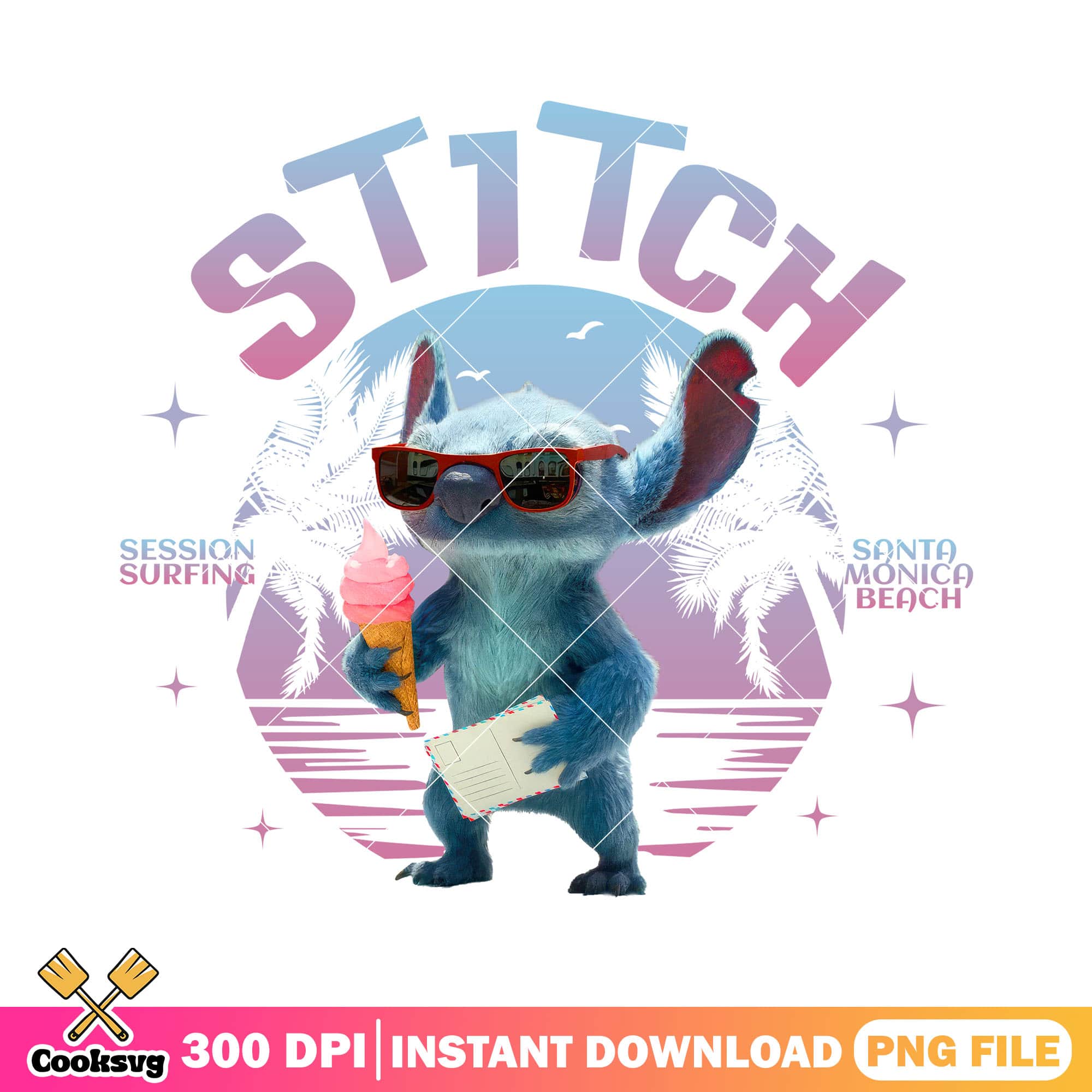 Stitch session surfing pink file png, pink stitch png, stitch ice cream png