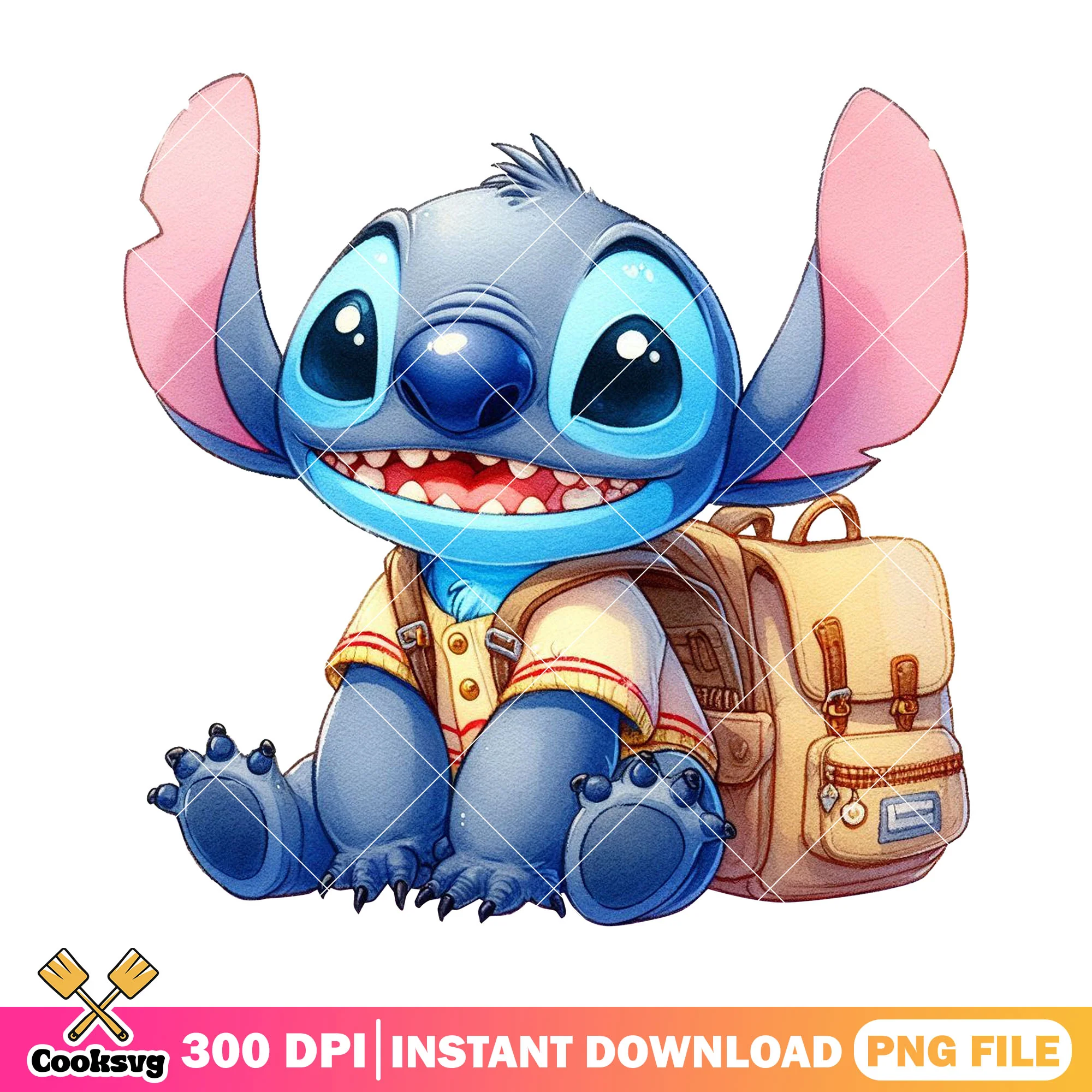 Stitch sitting design png, disney cartoon png, back to school art png