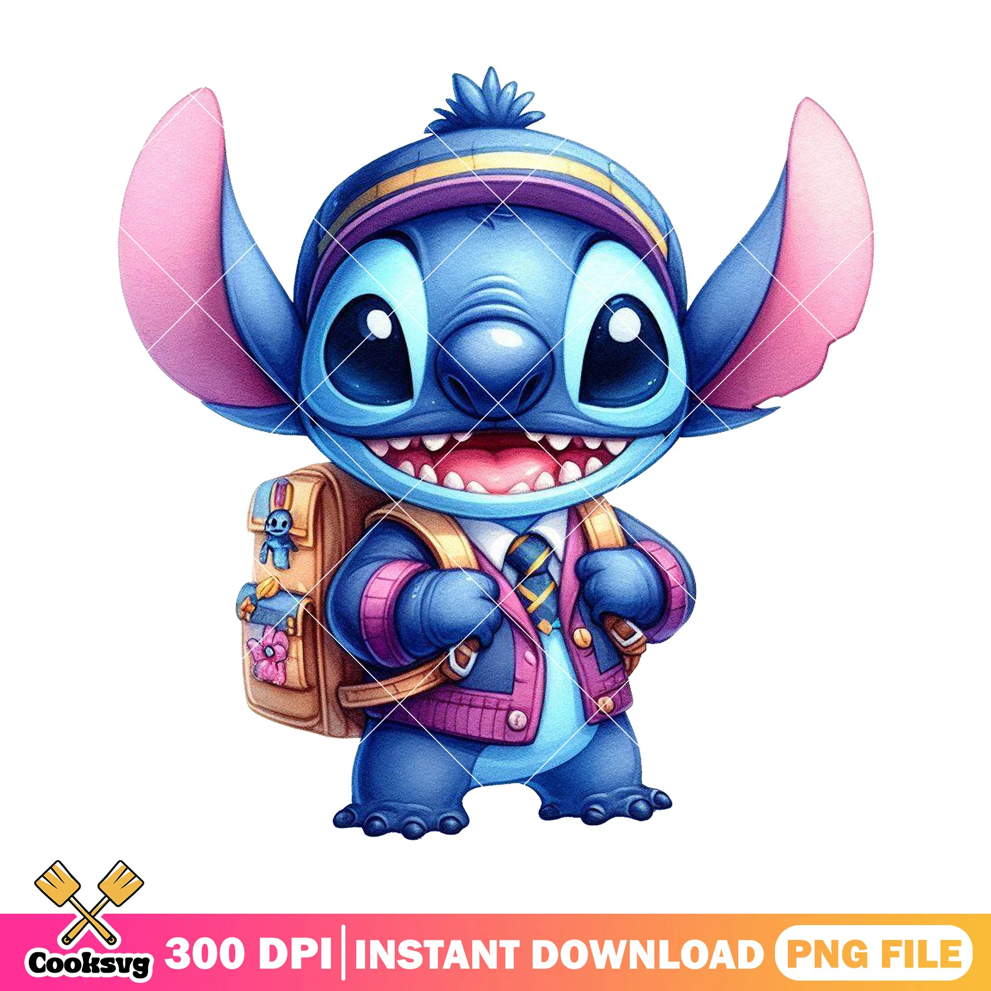 Stitch standing design png, disney art png, going back to school png