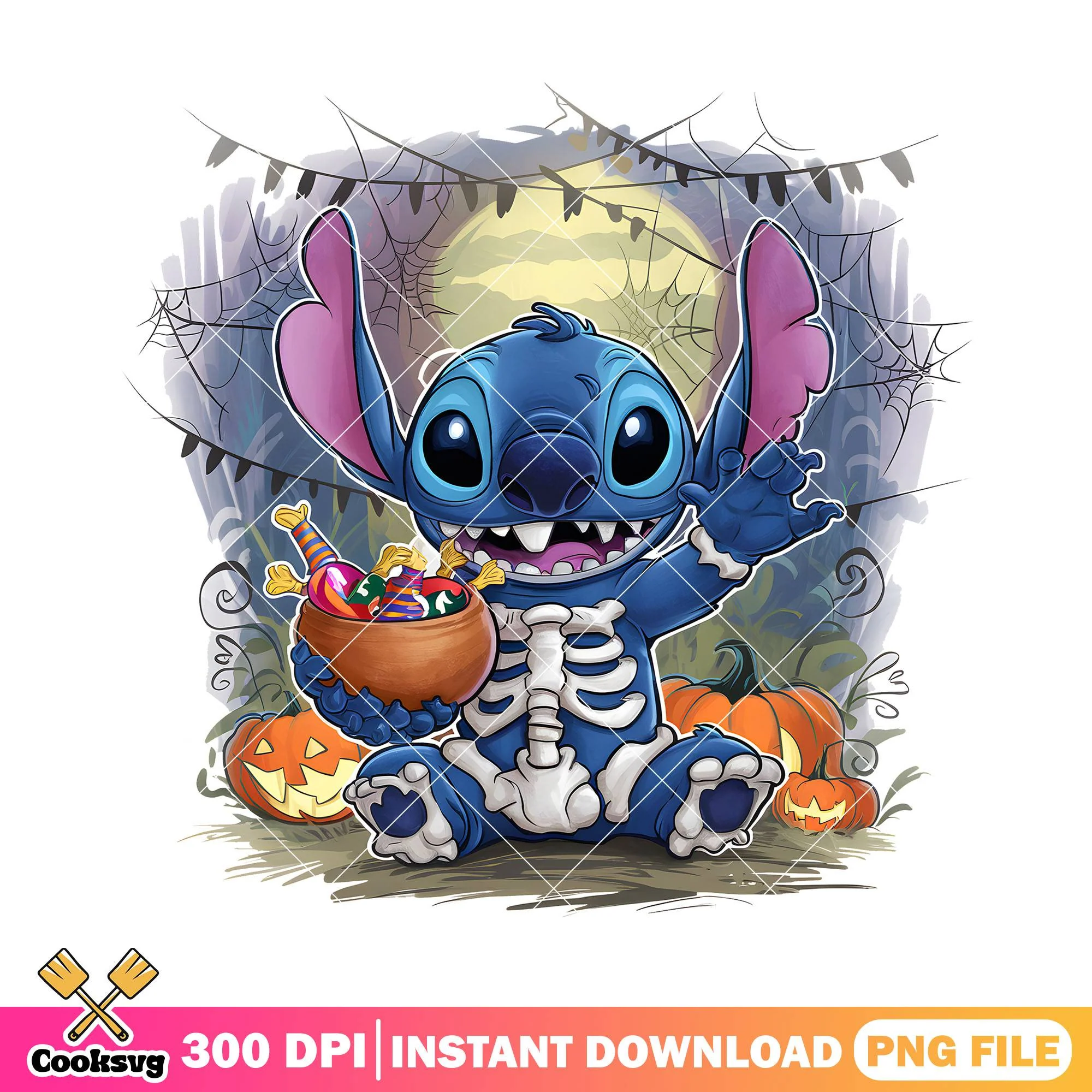 Stitch trick or treat png, halloween decor png, disney movies png