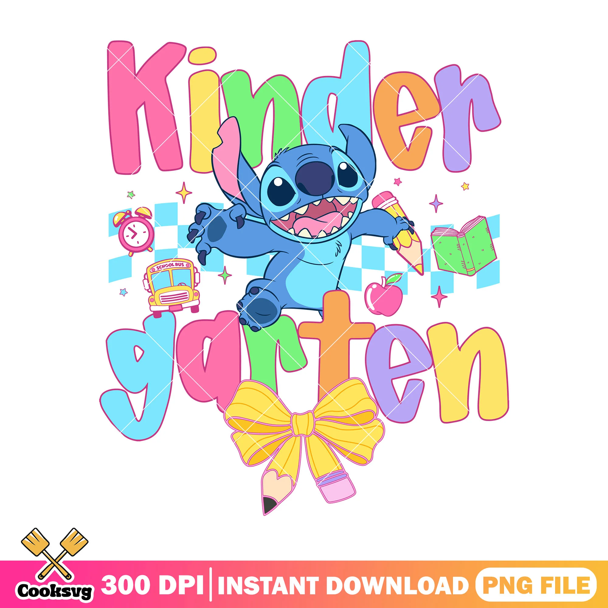 Stitch with kindergarten png, blue stitch png, go back to school png