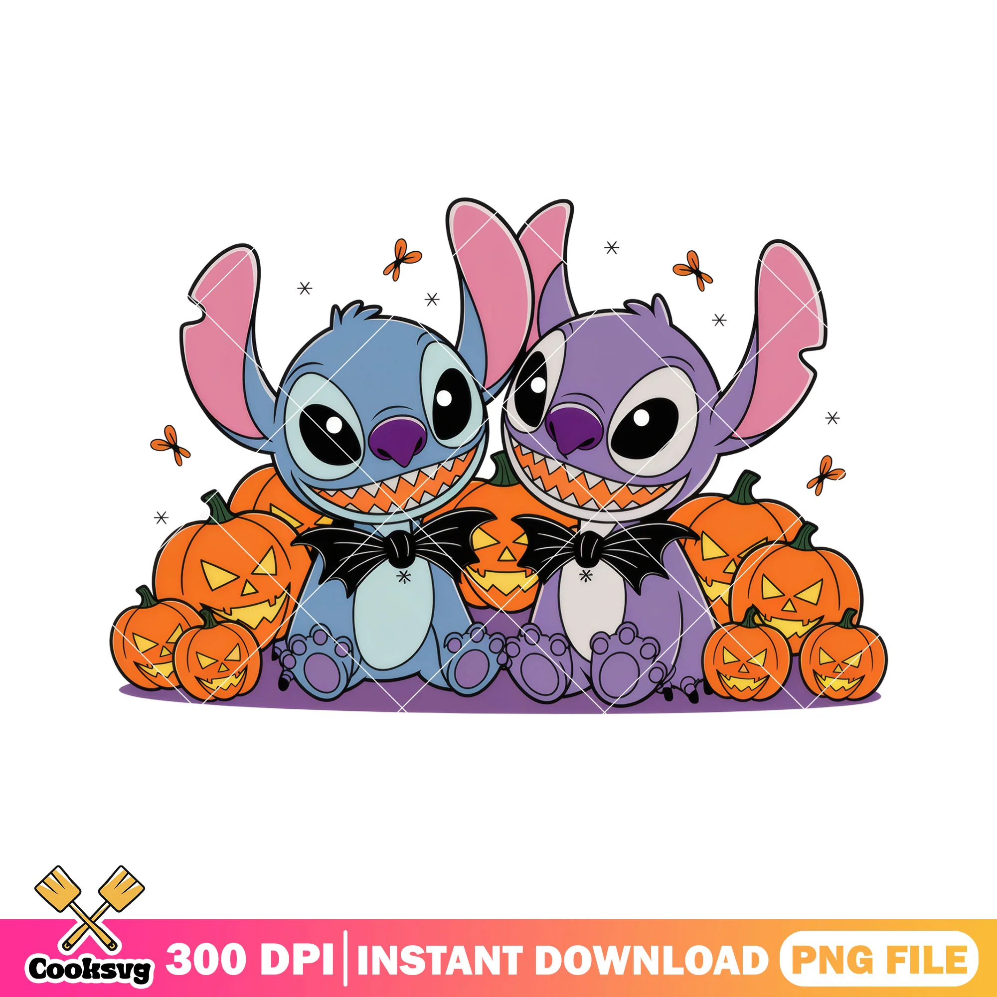 Stitch with pumpkins png, halloween spirit png, stitch happy png