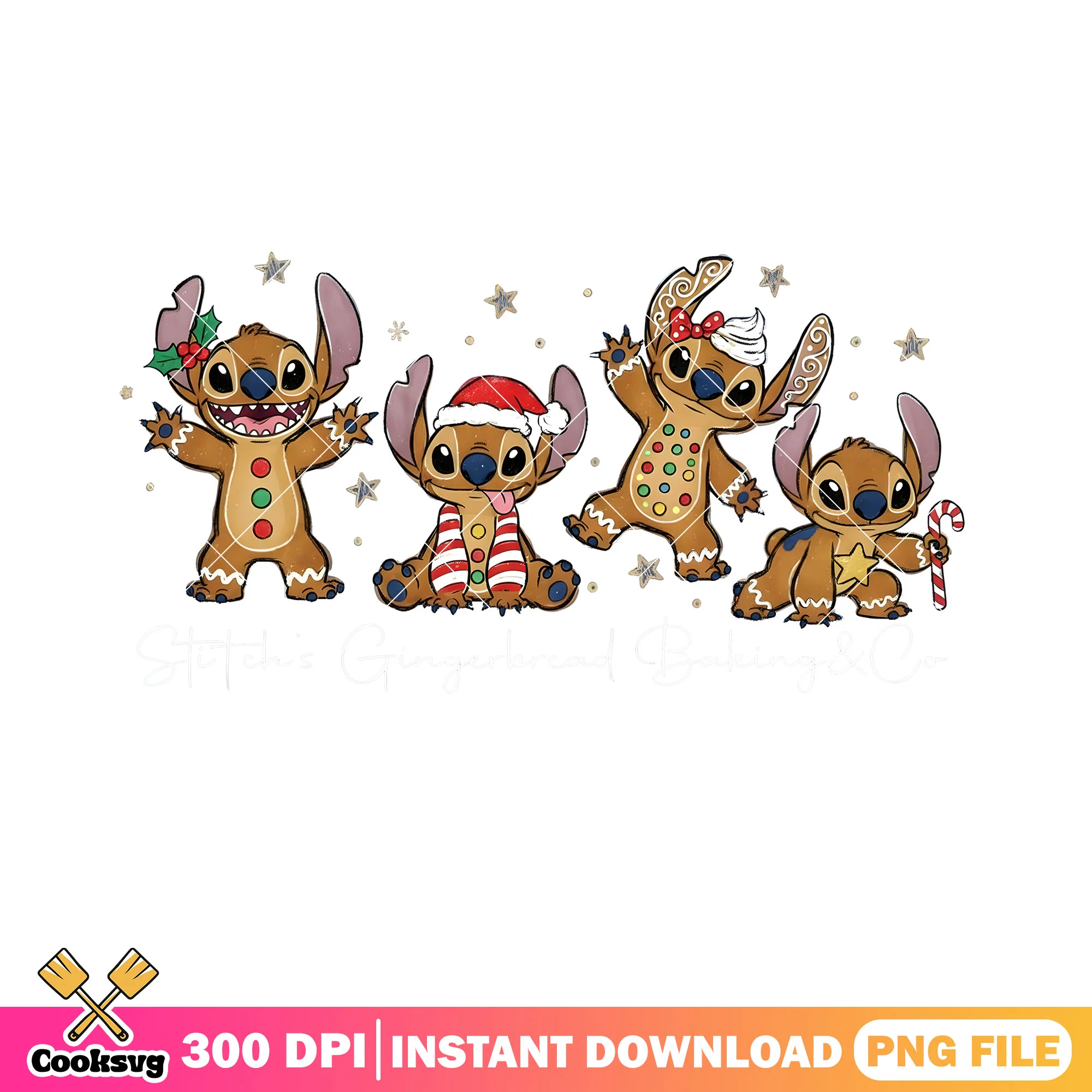 Stitches gingerbread baking png, lilo and stitch png, christmas png