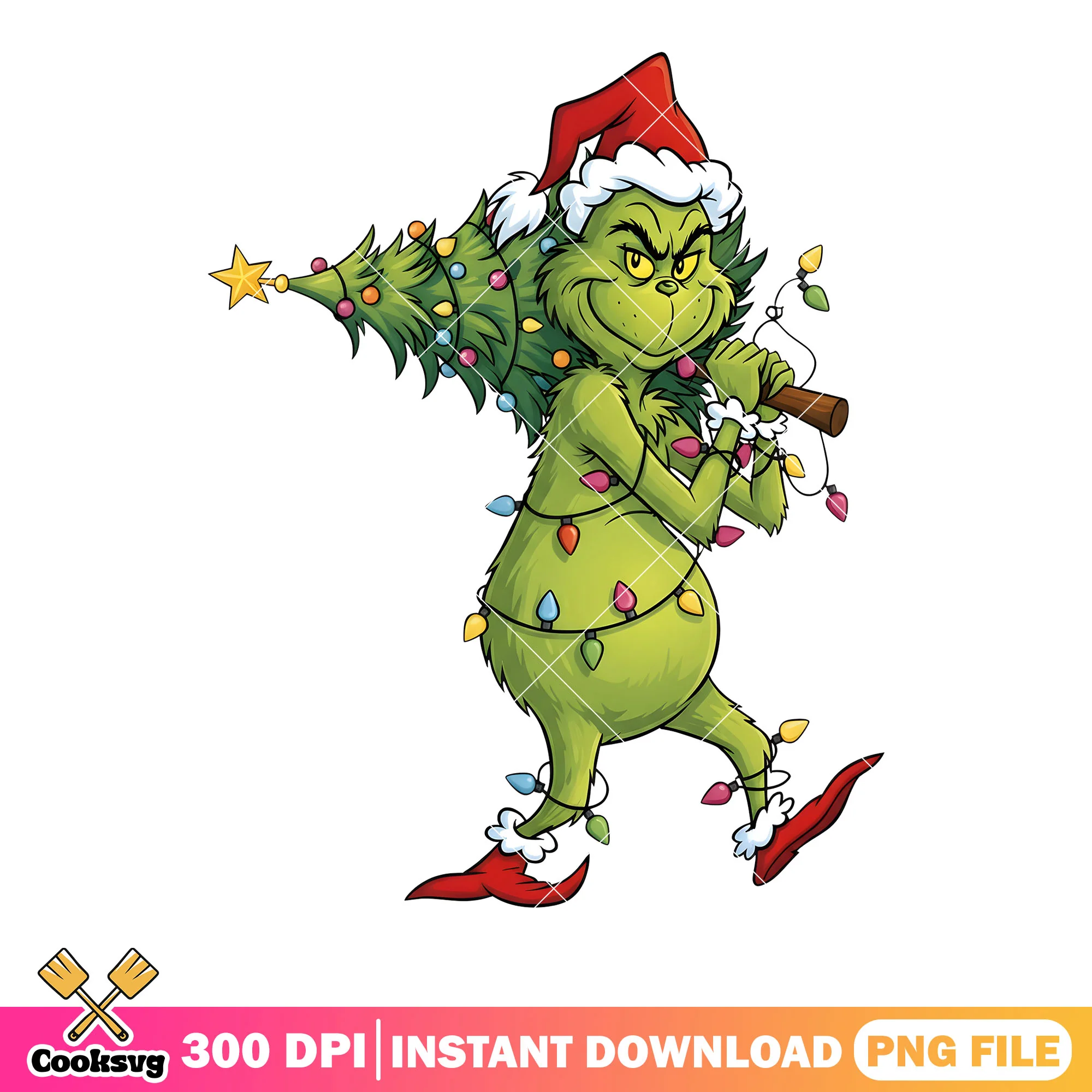 Stole the christmas tree png, santa claus shoes png, string light png