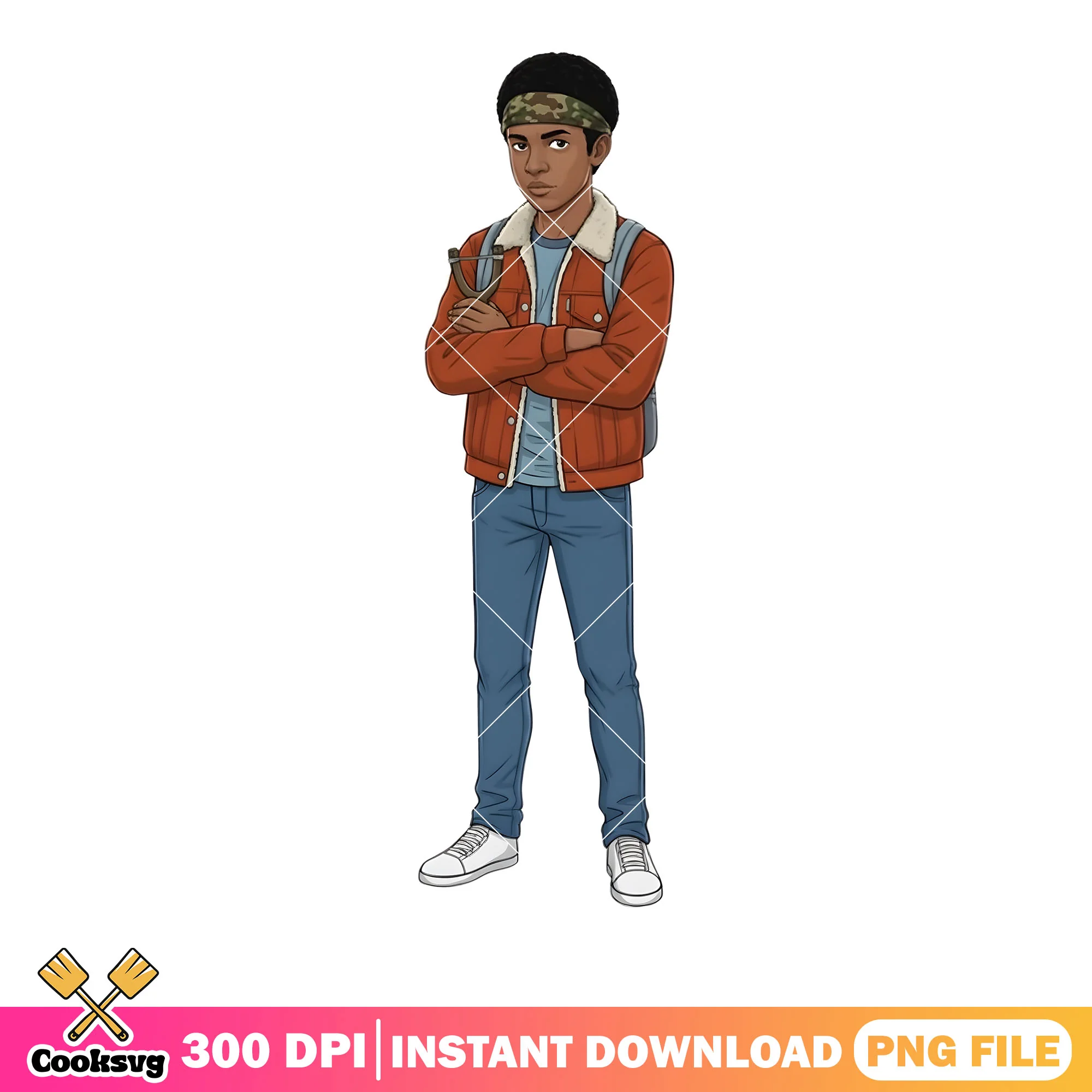 Stranger design lucas png, sinclair full body png, cartoon art png