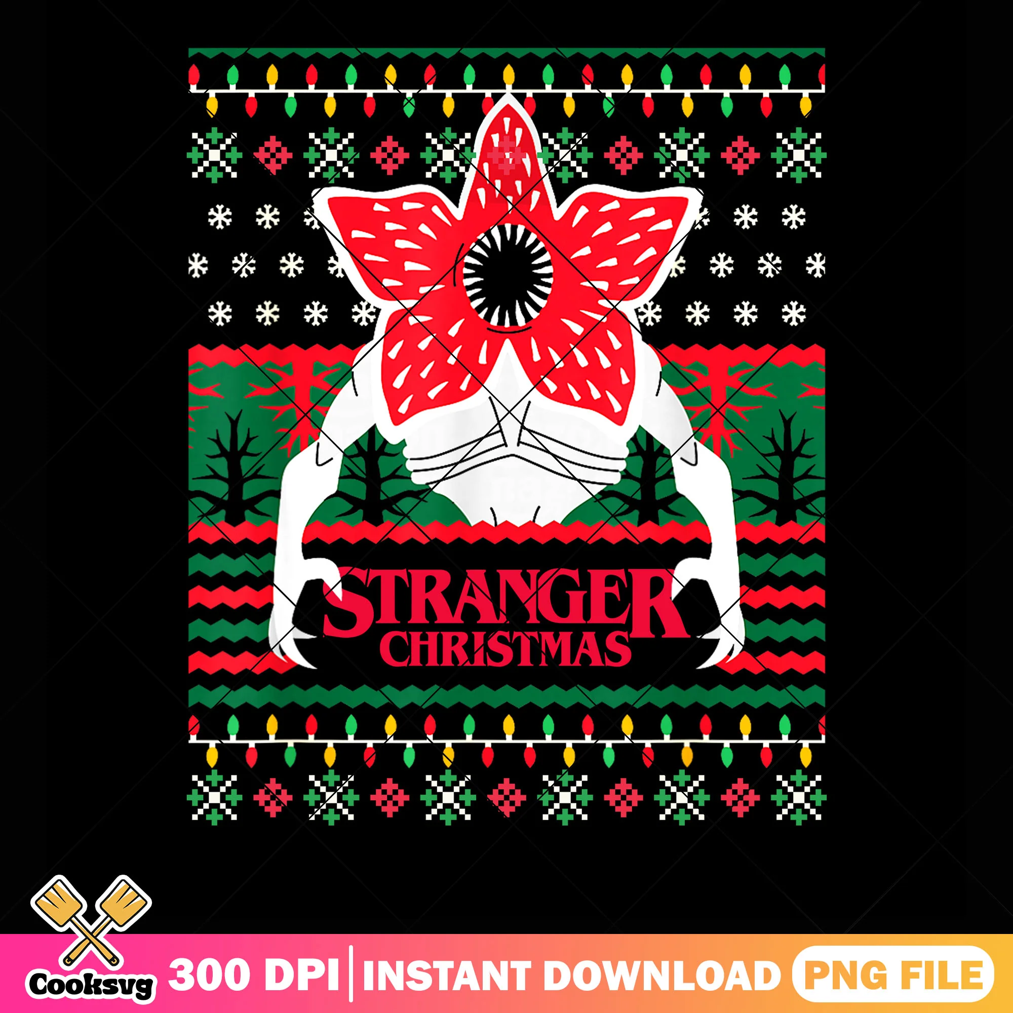Stranger Things Christmas Epic Demogorgon Ugly Sweater